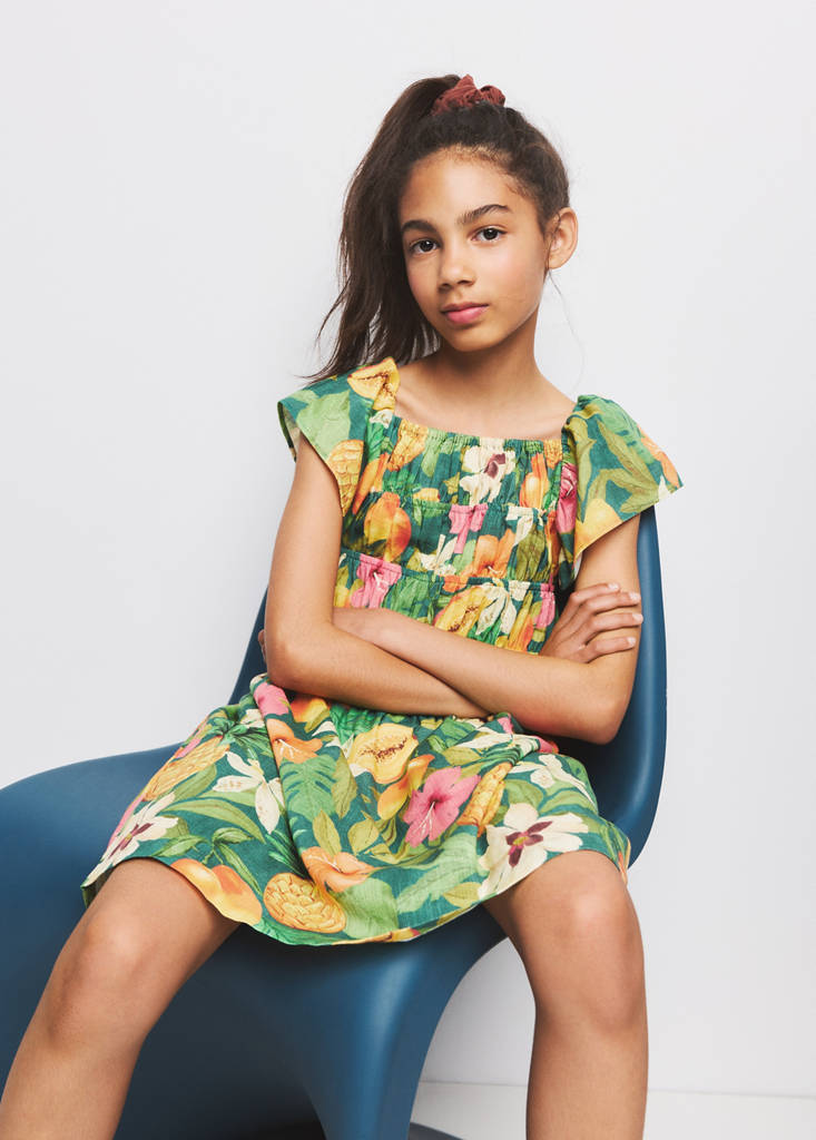 Tropical print dress — Green