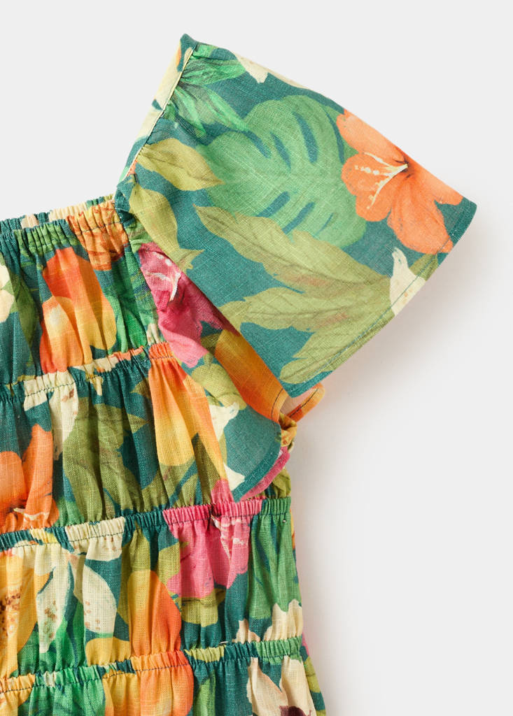 Tropical print dress — Green