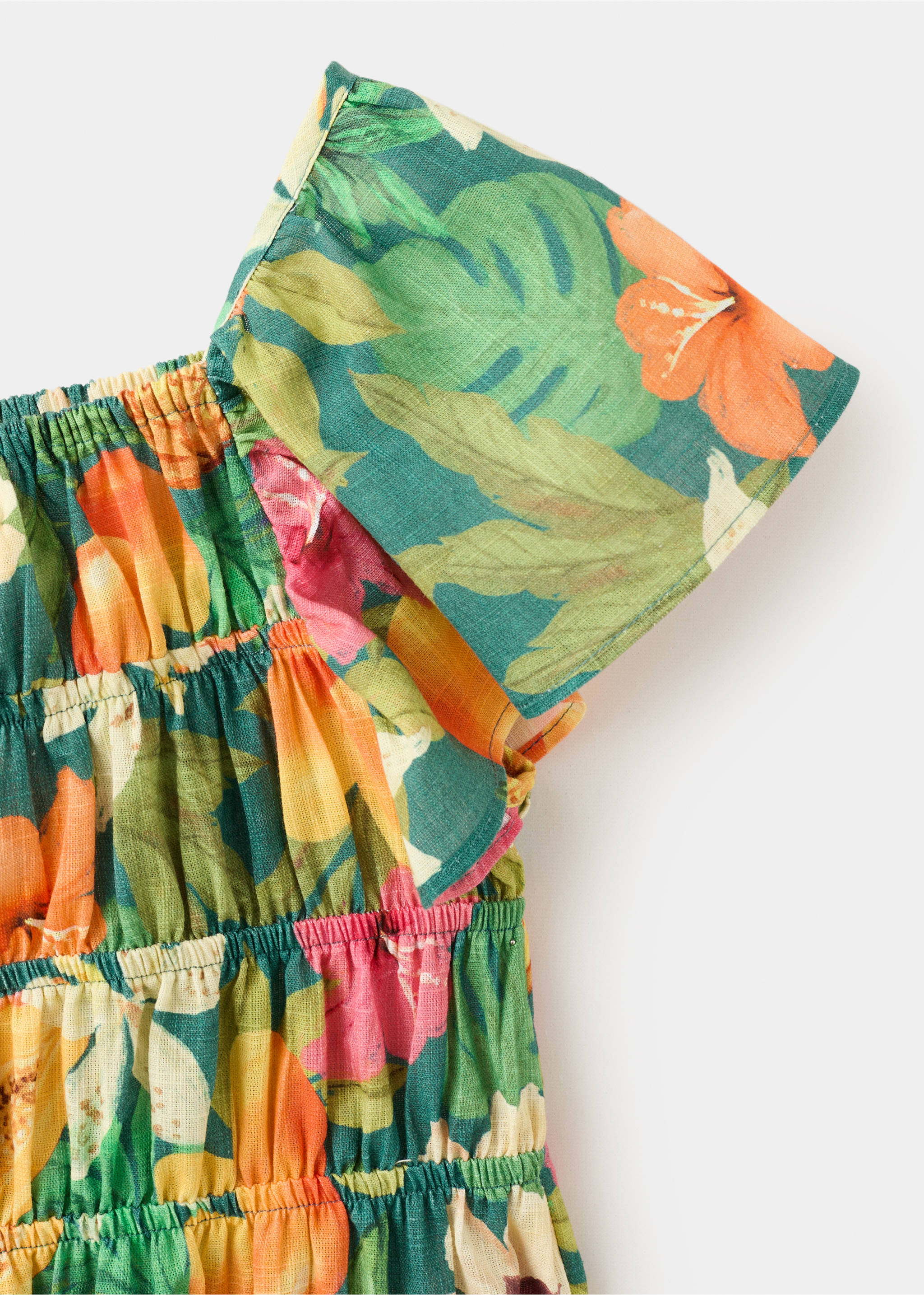 Tropical print dress - Details of the article 8, Green. Ref: 27027948-00.