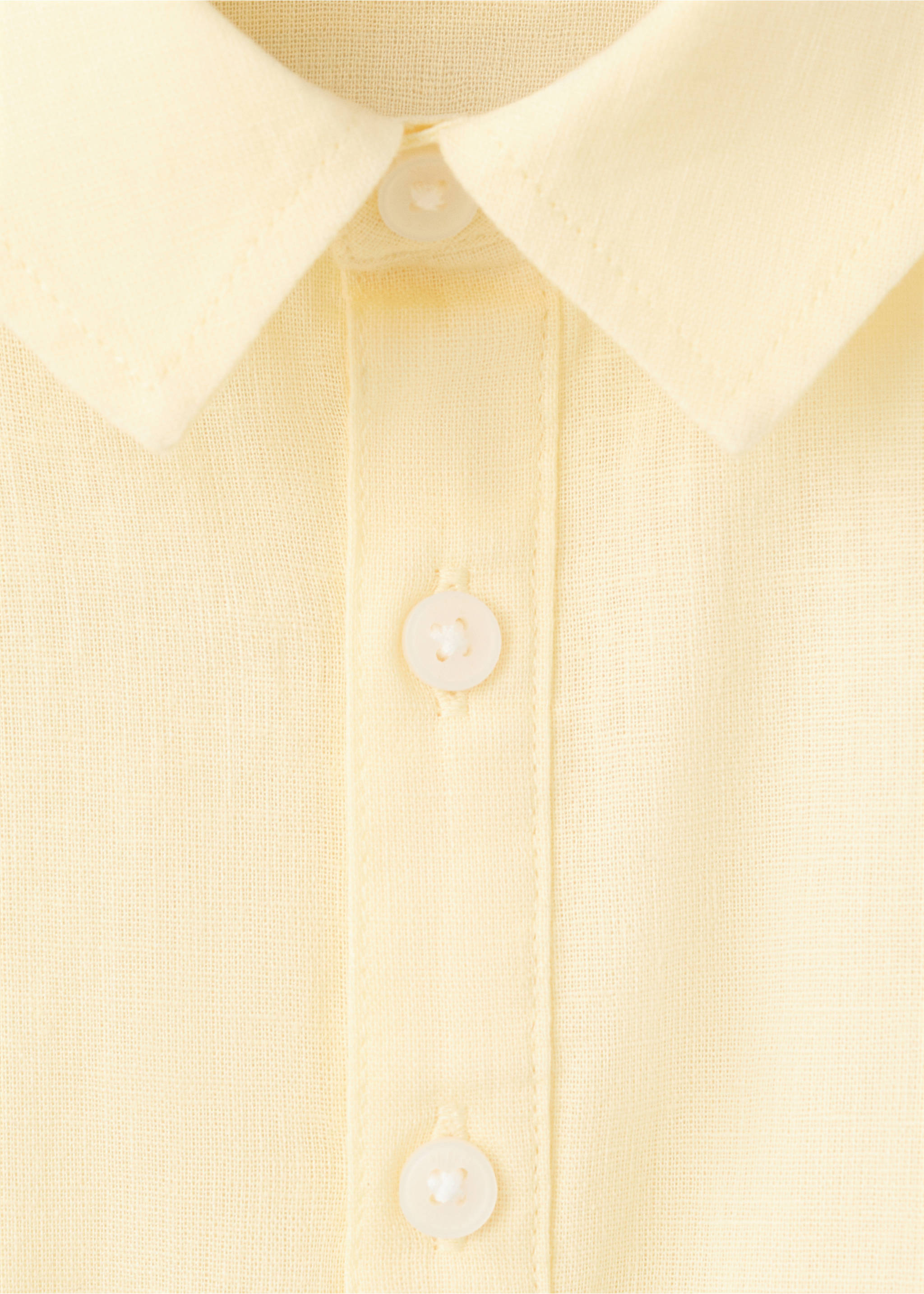 Cotton linen-blend shirt - Details of the article 8, Vanilla. Ref: 27028264-00.