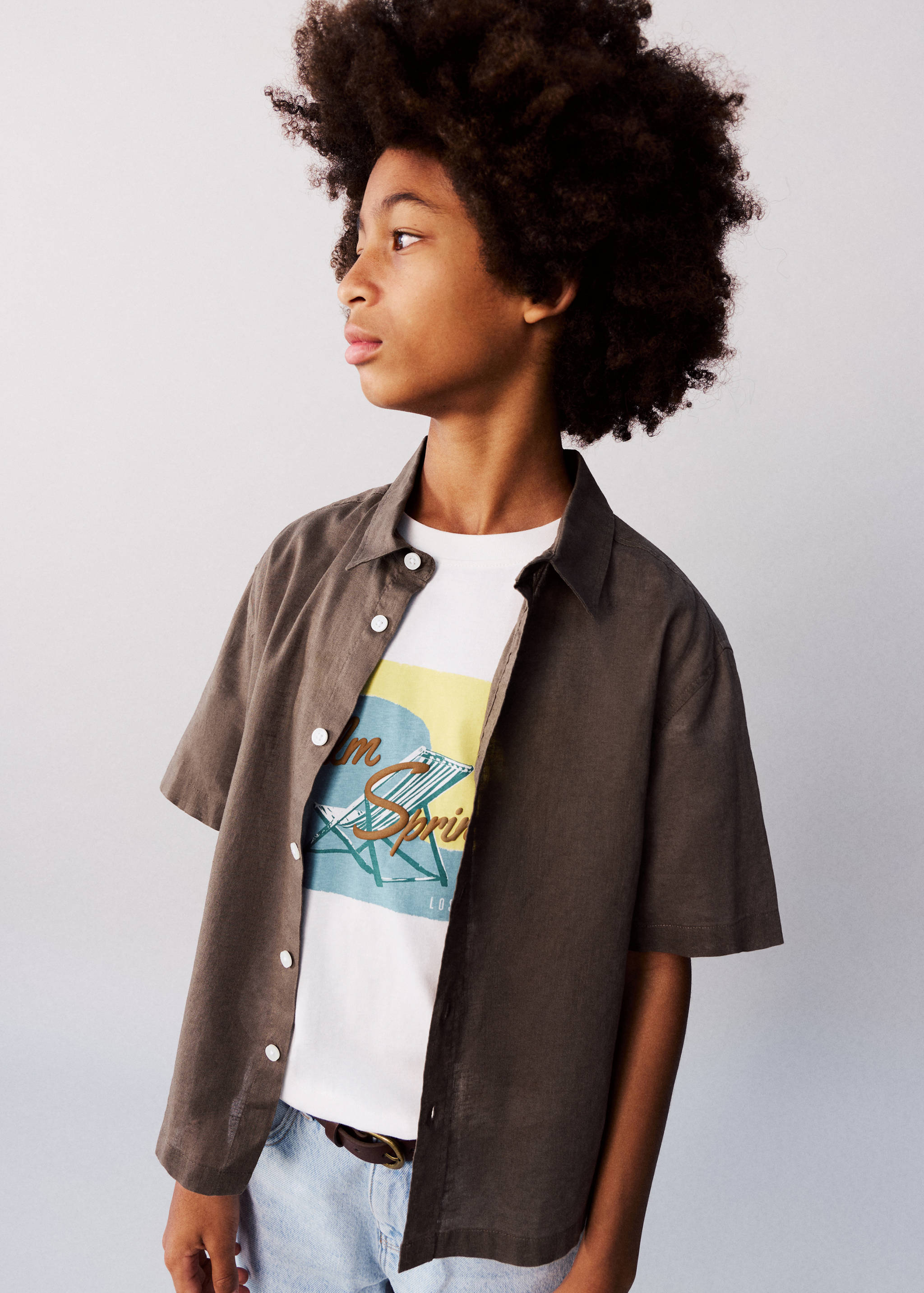 Short sleeve linen-blend shirt - General plane