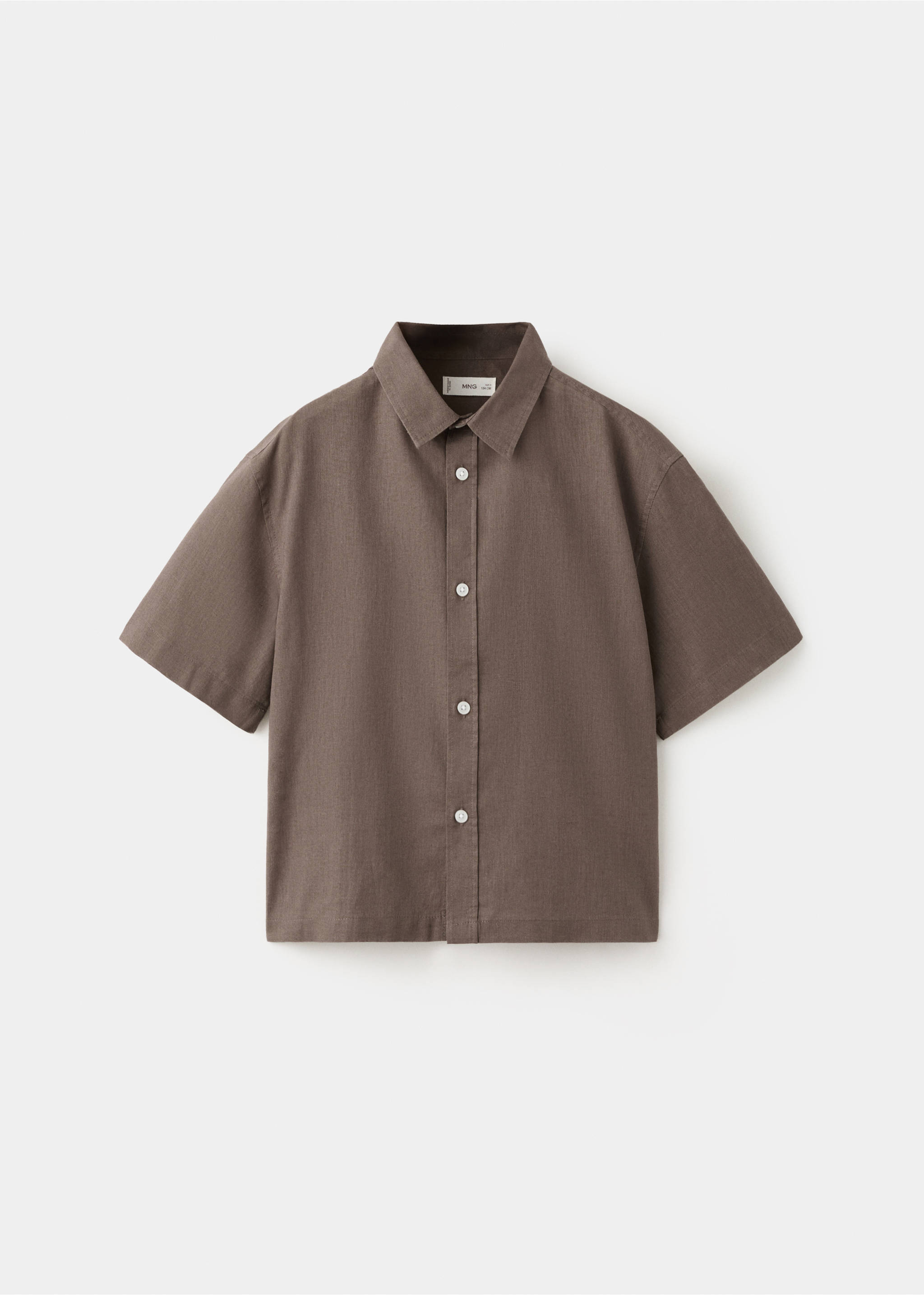 Chemise lin manches courtes - Article sans modèle, Marron. Ref: 27028266-00.