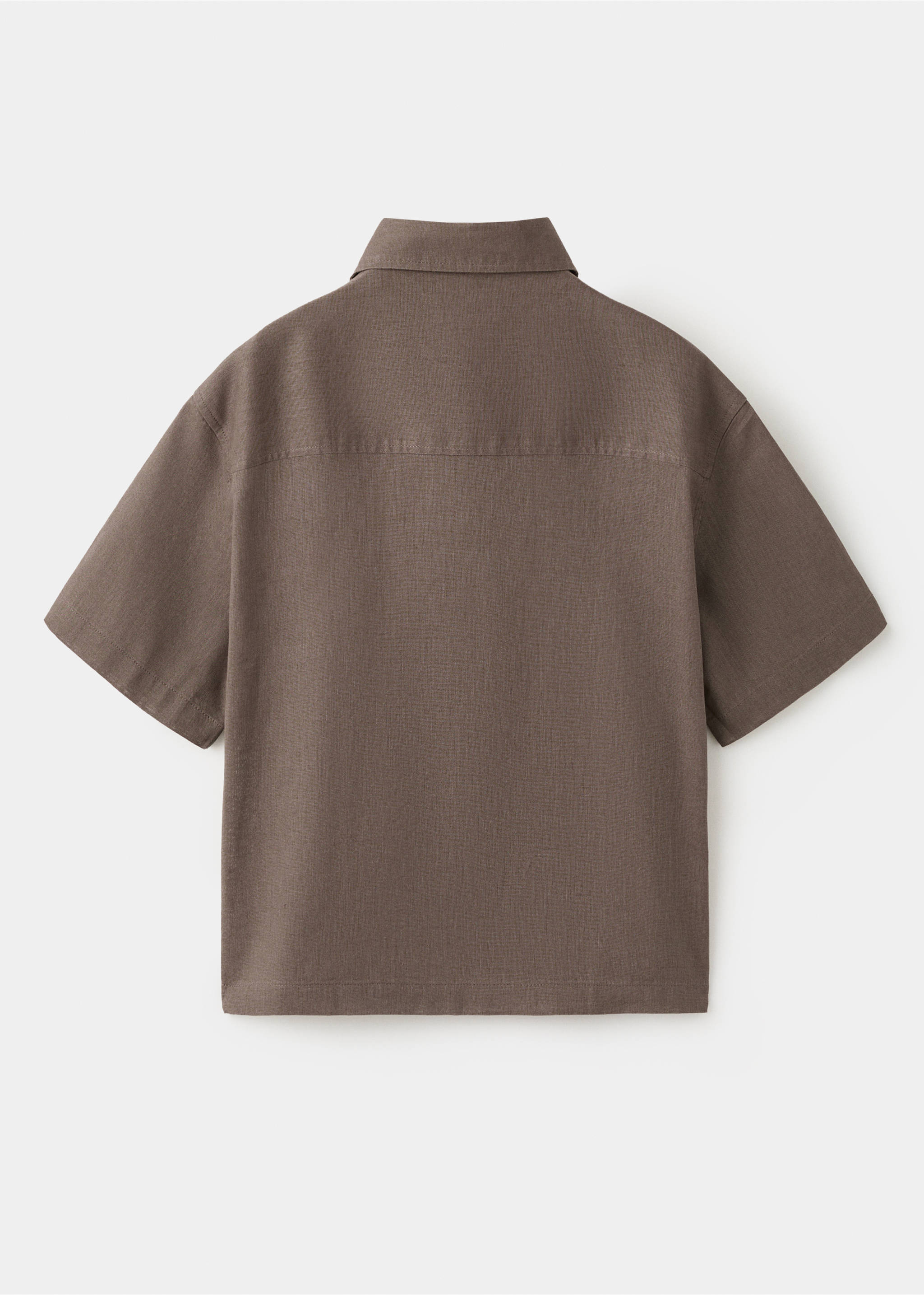 Short sleeve linen-blend shirt - Reverse of the article, Brown. Ref: 27028266-00.