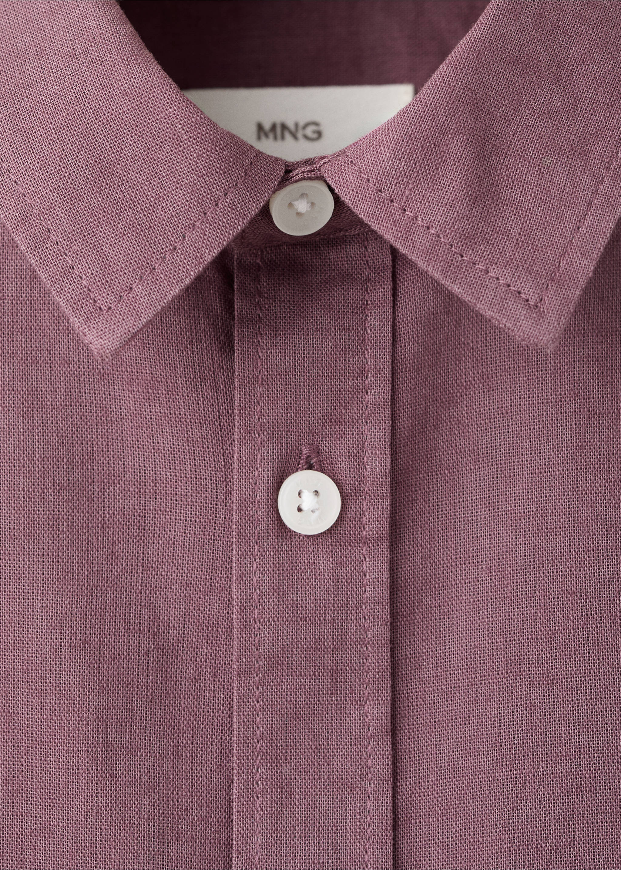 Chemise lin manches courtes - Détail de l'article 8, Pourpre. Ref: 27028266-00.