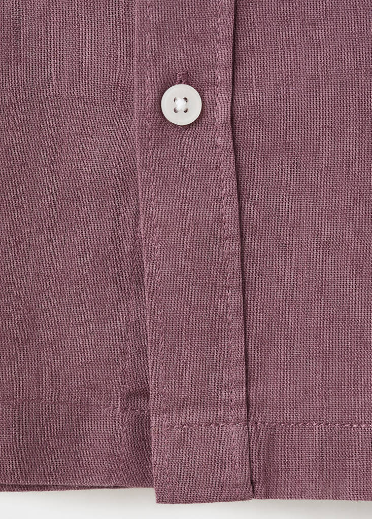 Short sleeve linen-blend shirt — Purple