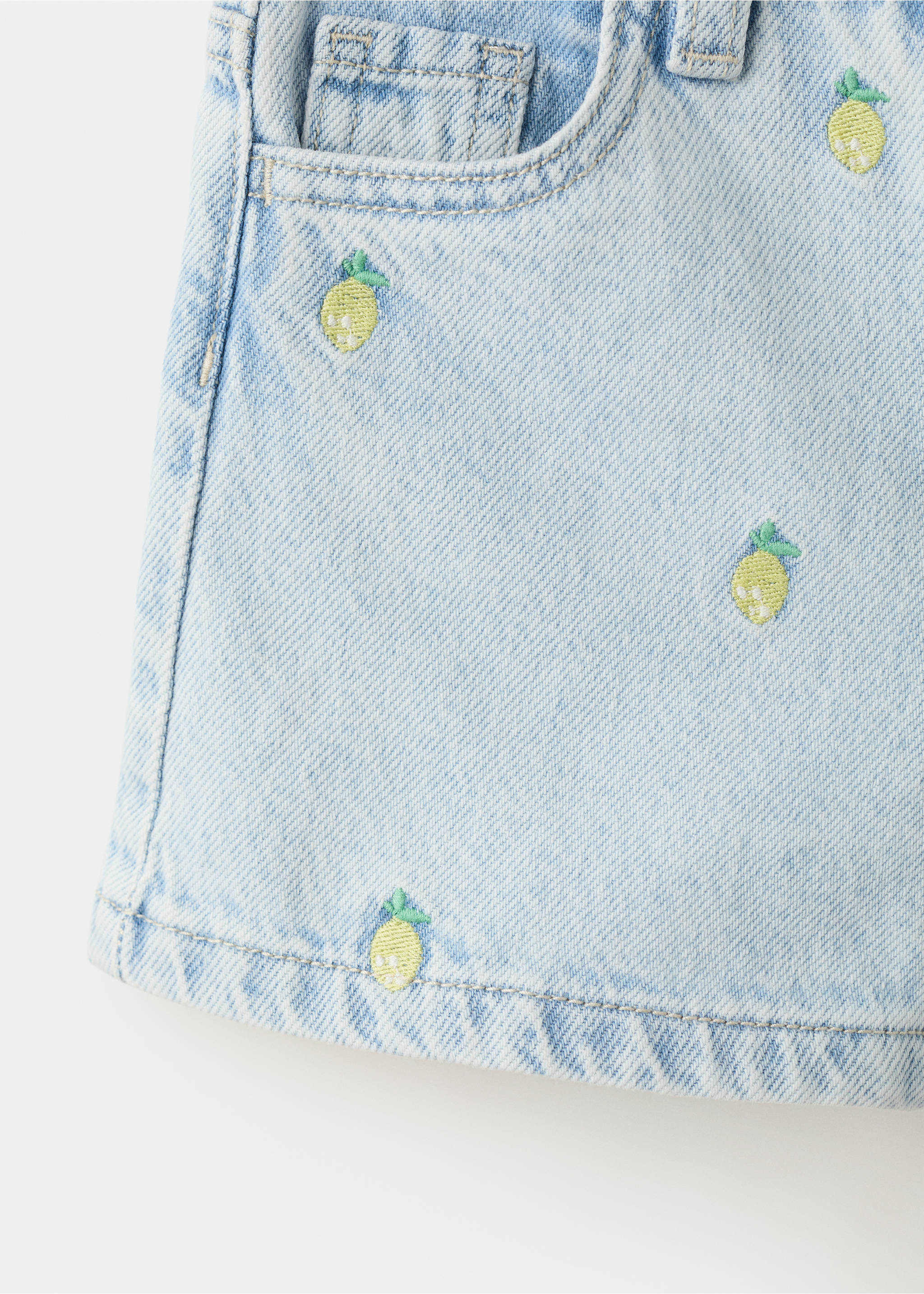 Short en jean citrons - Détail de l'article 8, Bleu clair. Ref: 27028267-00.