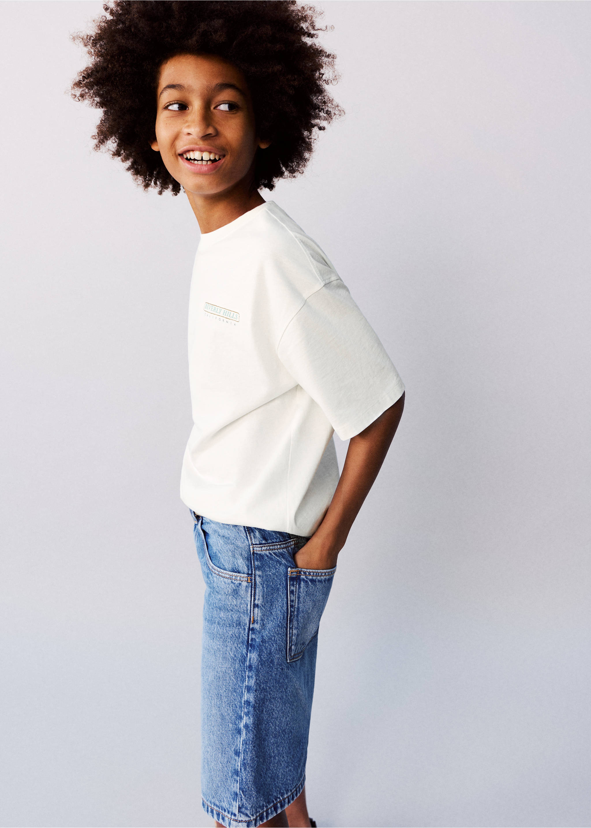 Printed cotton-blend t-shirt - Details of the article 1, Off White. Ref: 27028269-00.