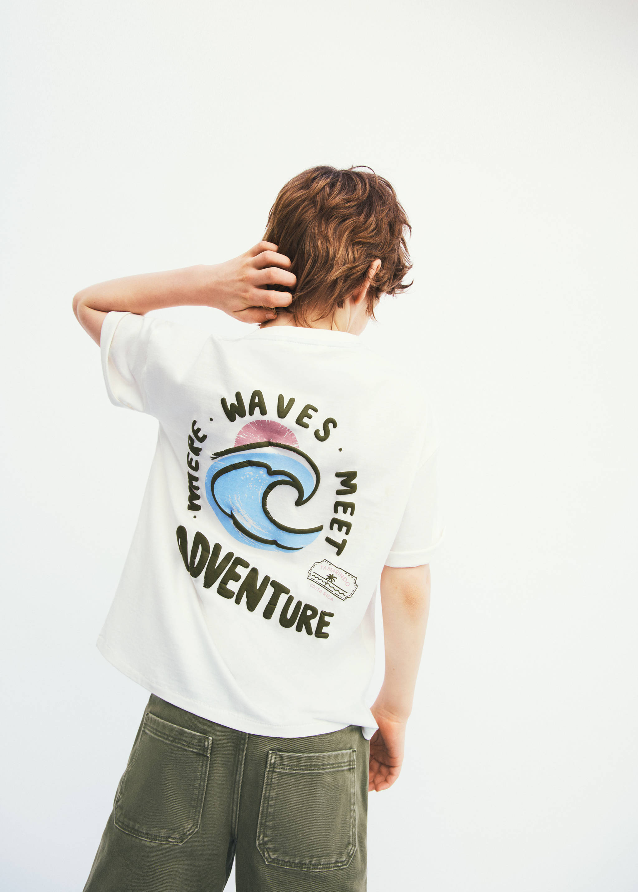 Printed cotton-blend t-shirt - Medium plane