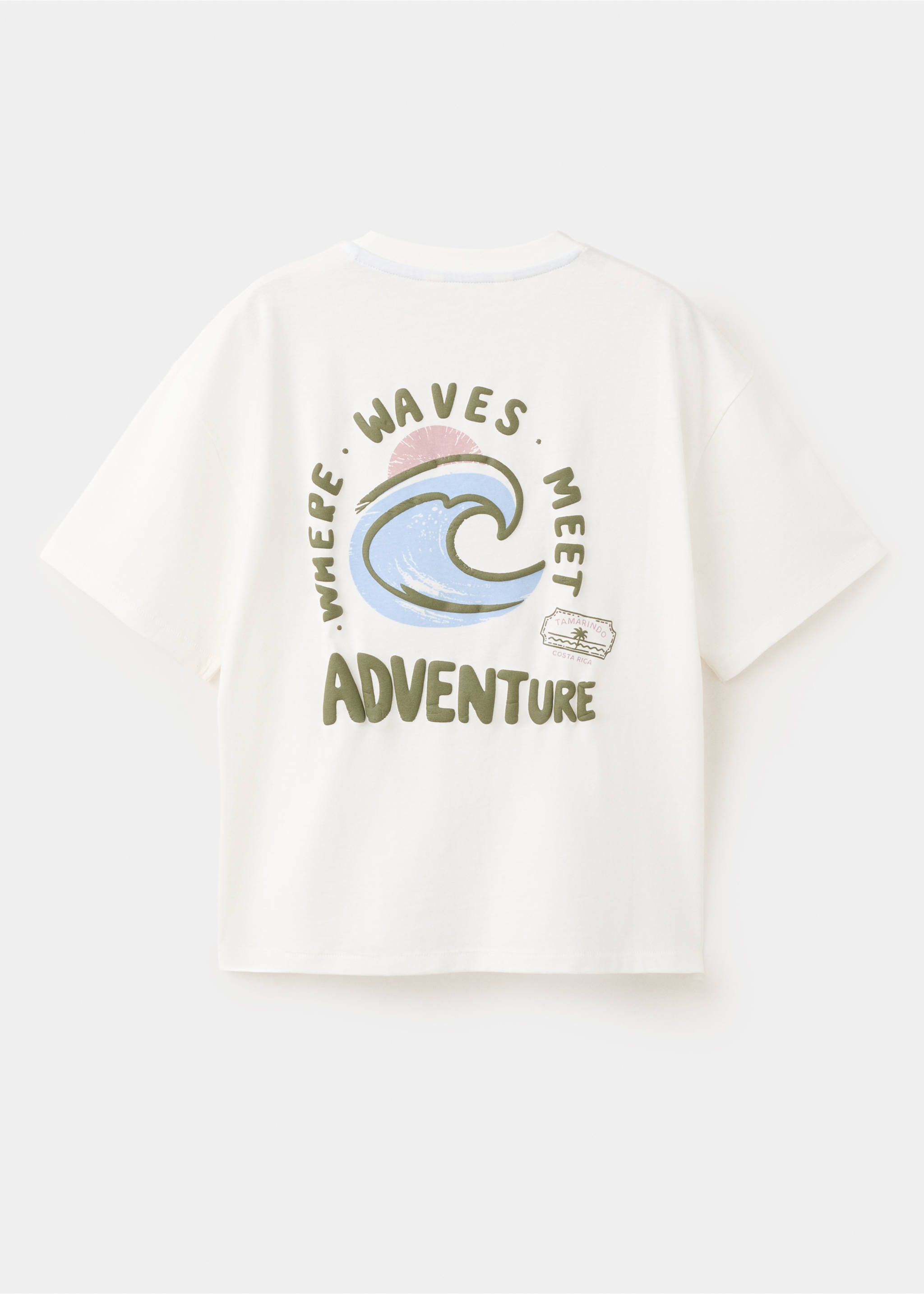 T-shirt en coton imprimé - Verso de l’article, Blanc cassé. Ref: 27028270-00.