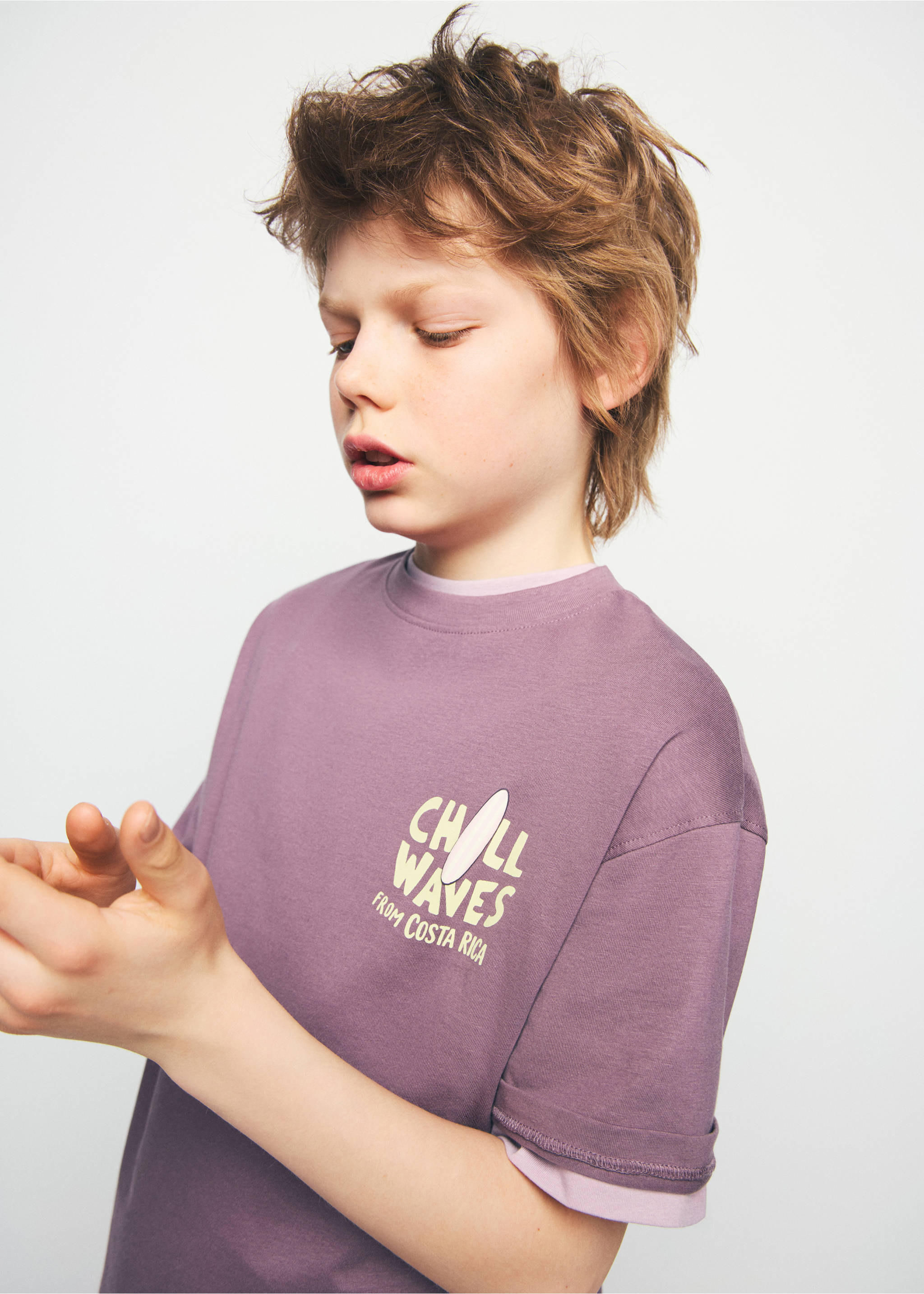 Printed cotton-blend t-shirt - Medium plane, Light/Pastel Purple. Ref: 27028271-00.