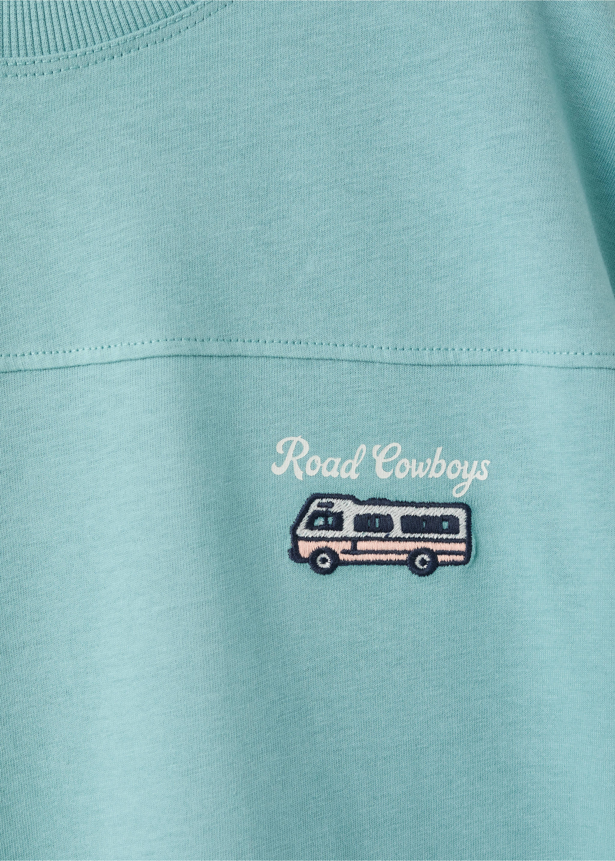 Printed cotton-blend t-shirt - Details of the article 8, Turquoise. Ref: 27028272-00.