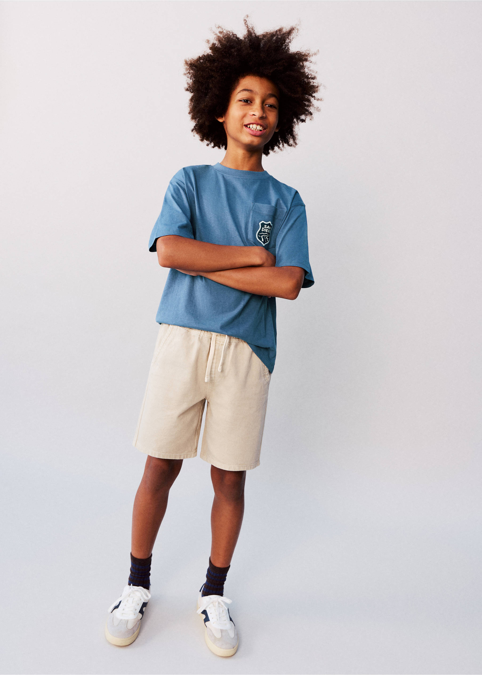 Printed cotton-blend t-shirt - General plane, Blue. Ref: 27028273-00.