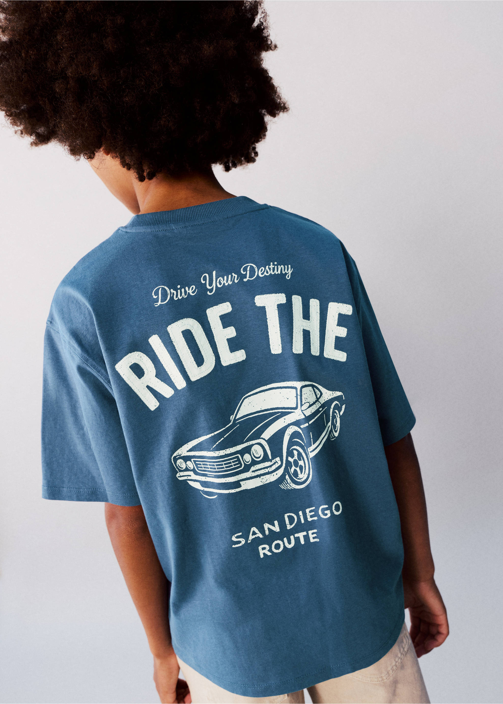 Printed cotton-blend t-shirt - Medium plane, Blue. Ref: 27028273-00.