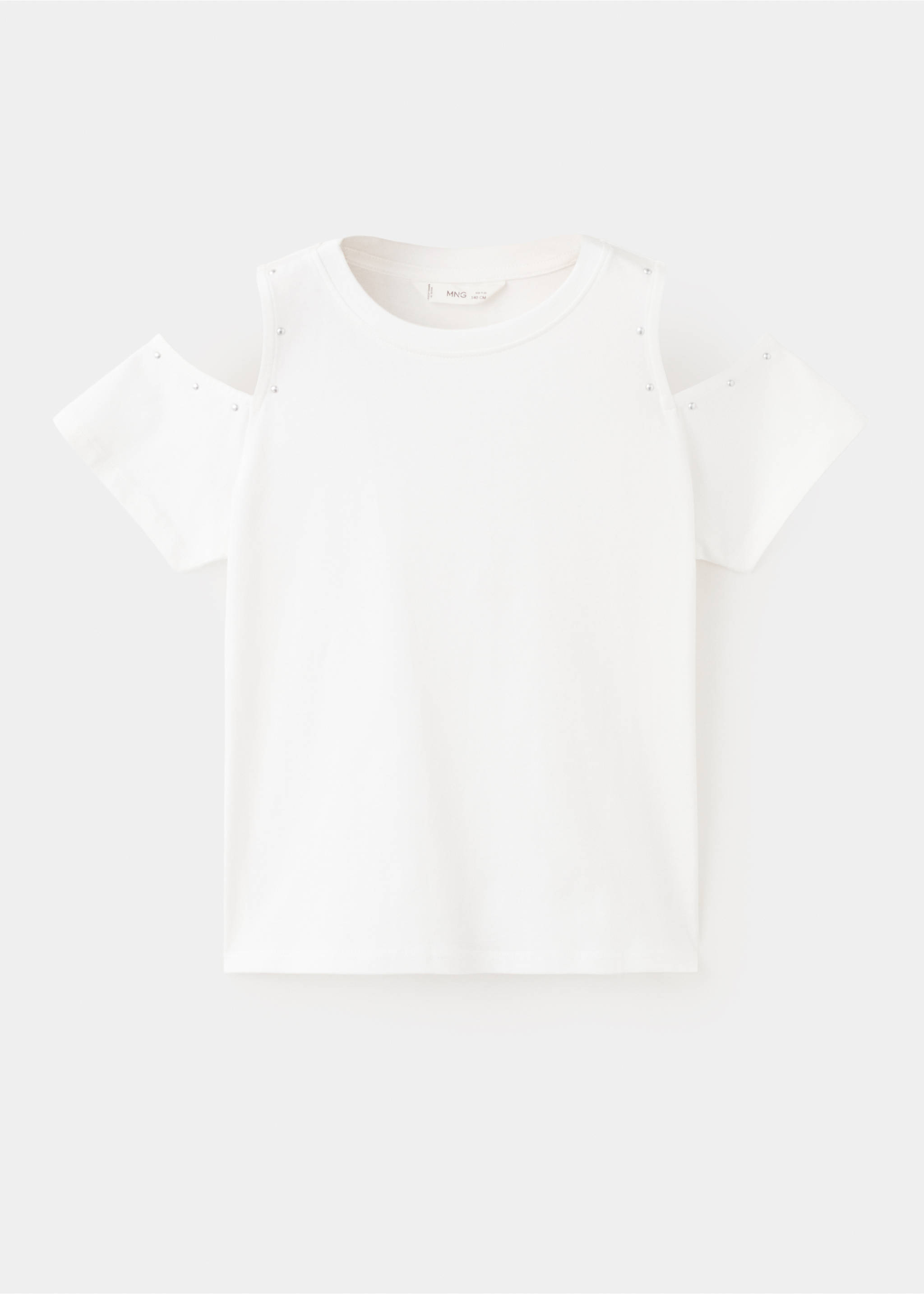 T-shirt en coton épaule dénudée - Article sans modèle, Blanc cassé. Ref: 27028274-00.