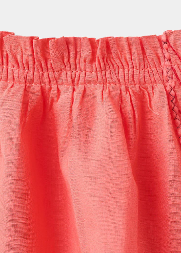 Strappy dress with embroidered details — Coral Red