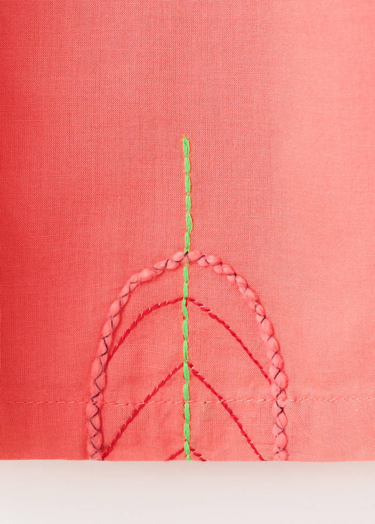 Strappy dress with embroidered details — Coral Red