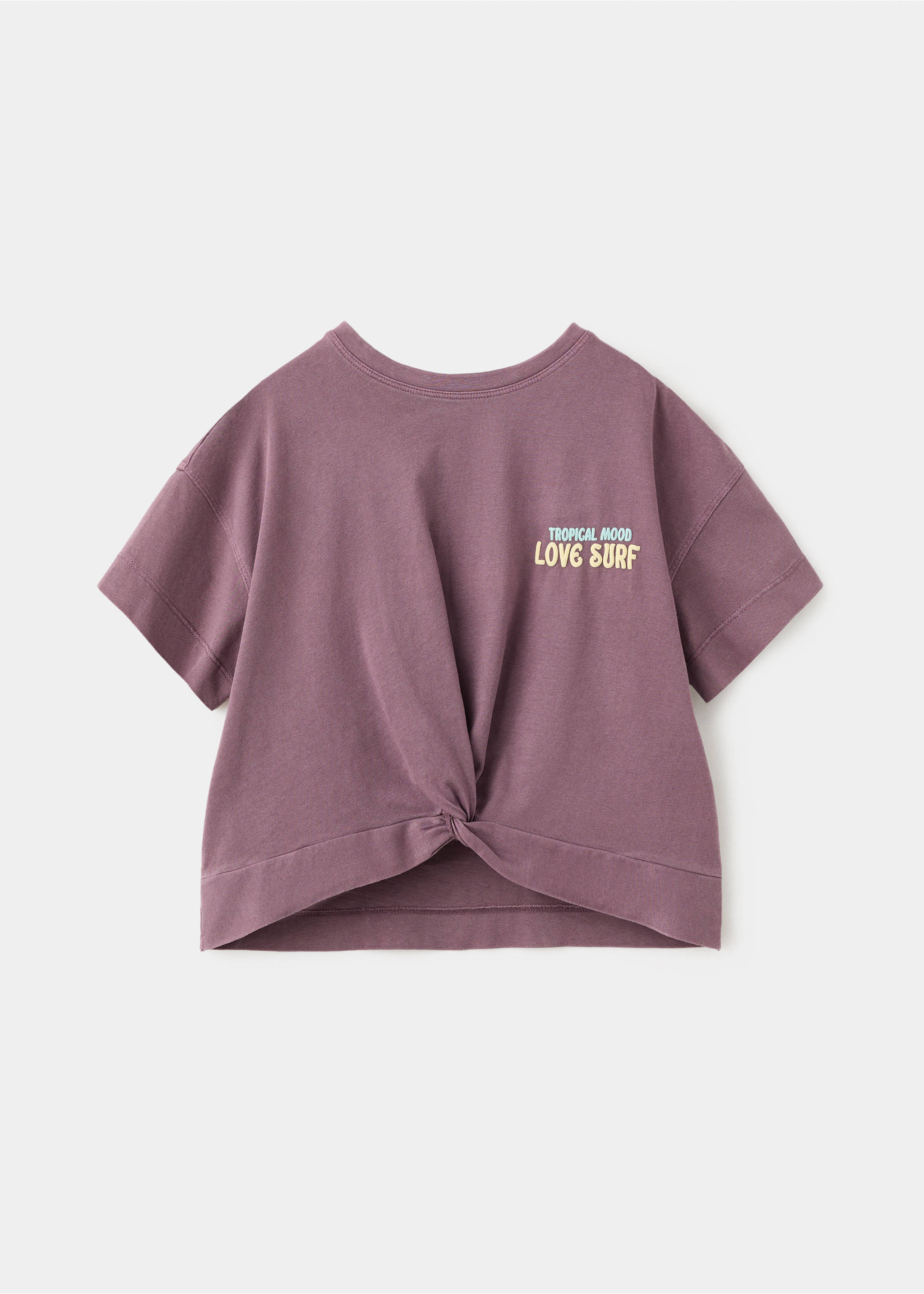 T-shirt imprimée détail nœud - Article sans modèle, Prune. Ref: 27028277-00.