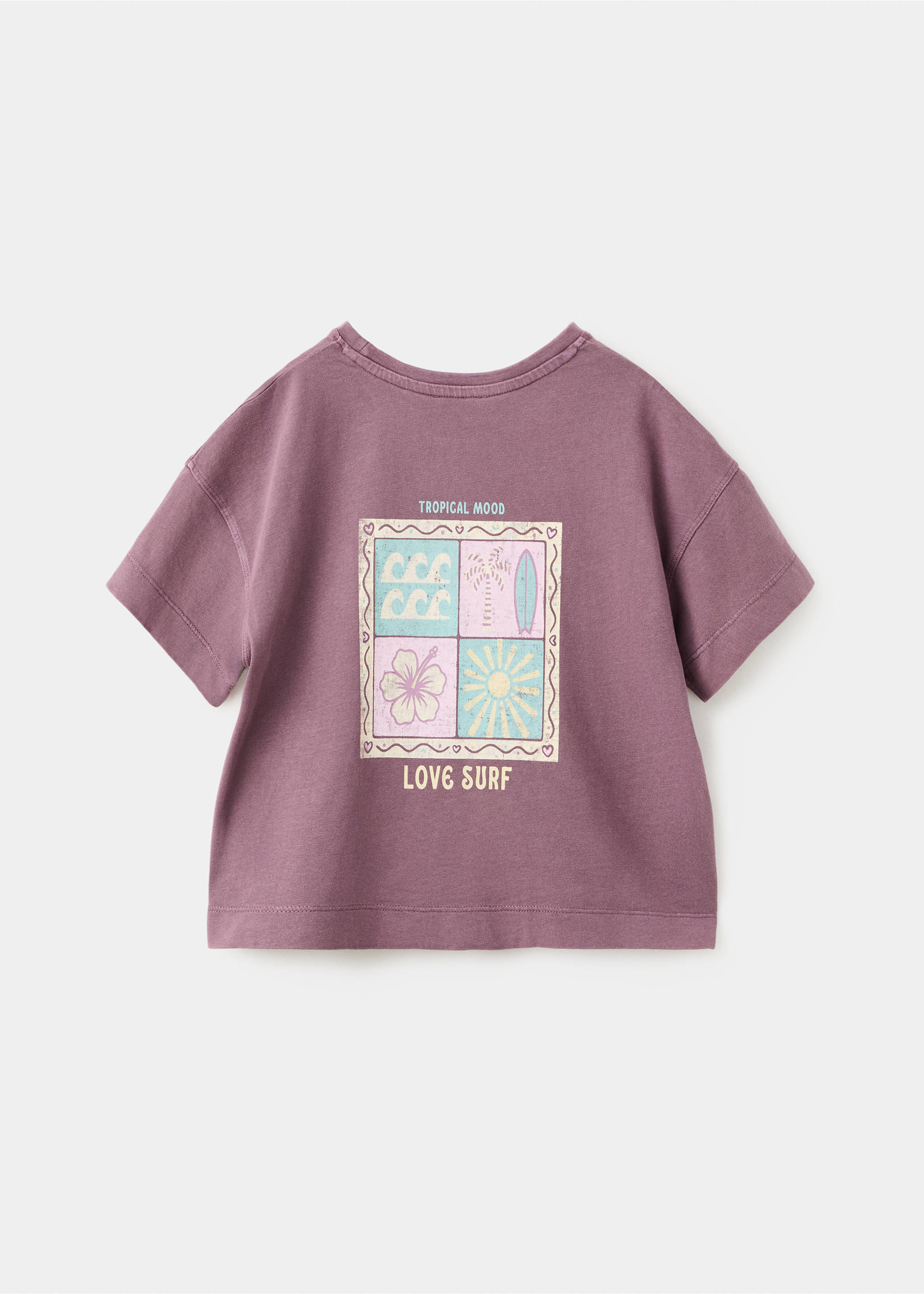 T-shirt imprimée détail nœud - Verso de l’article, Prune. Ref: 27028277-00.
