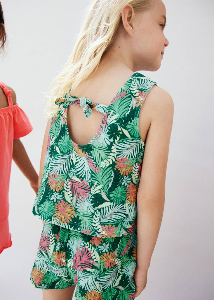 Printed top with open back — Coral Red