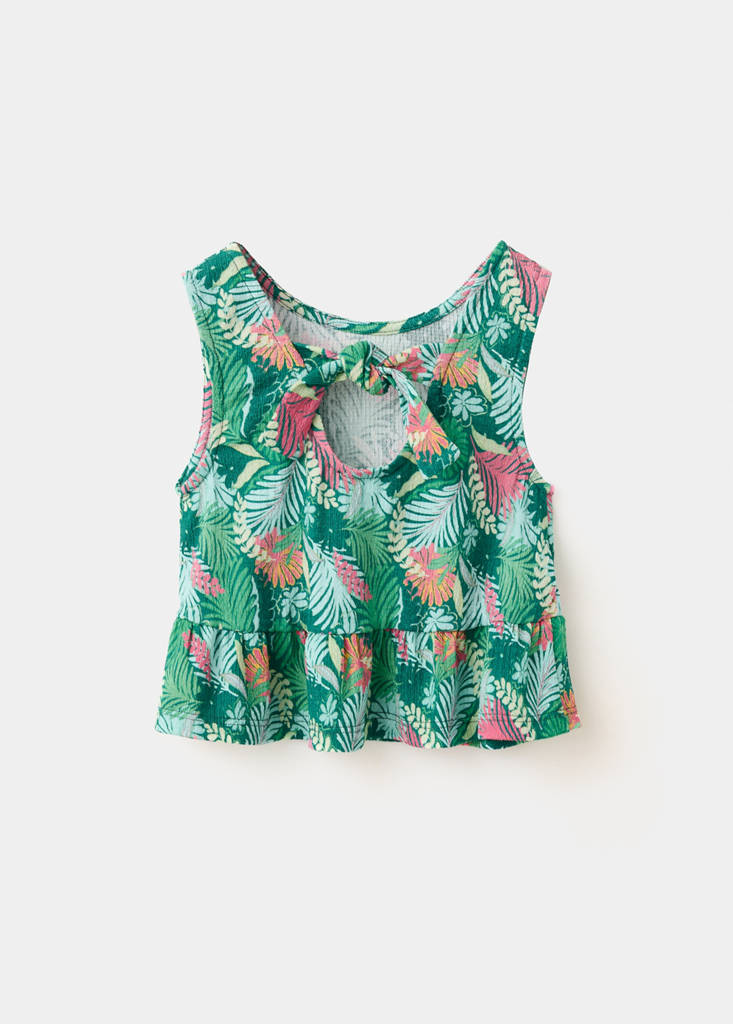 Printed top with open back — Coral Red