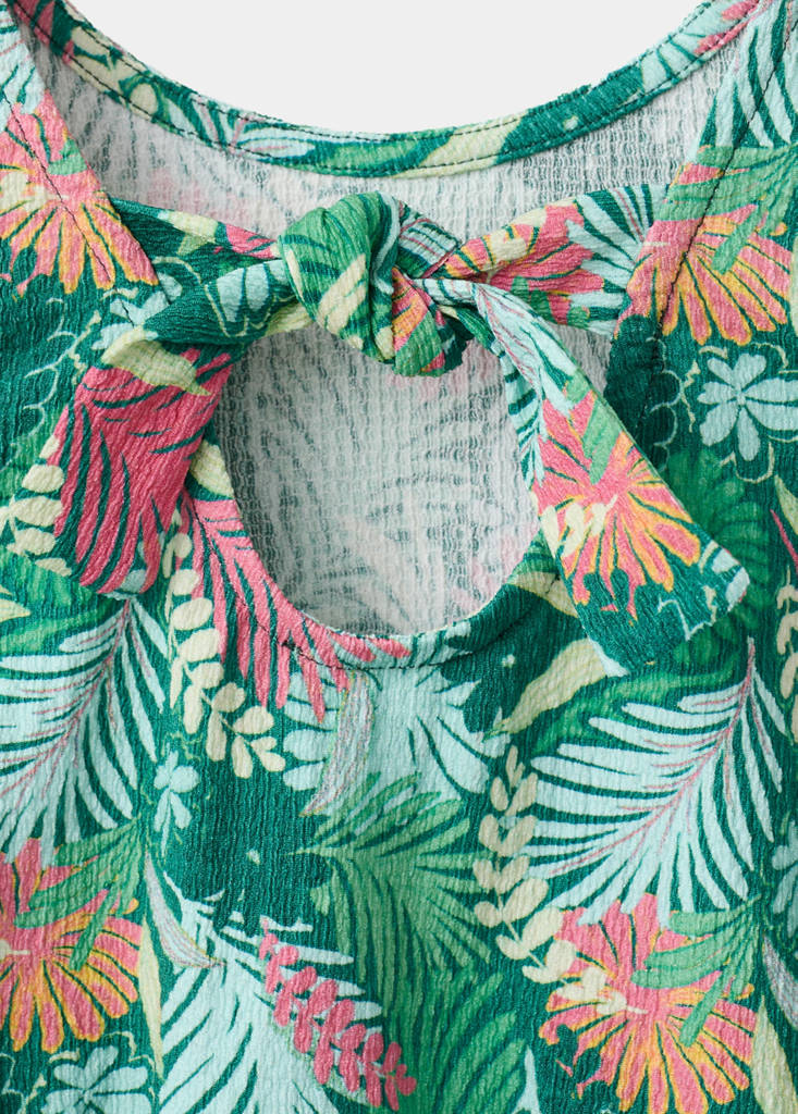 Printed top with open back — Coral Red