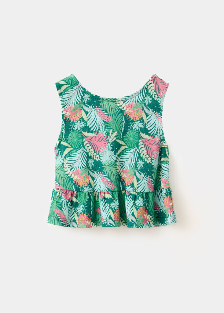 Printed top with open back — Coral Red