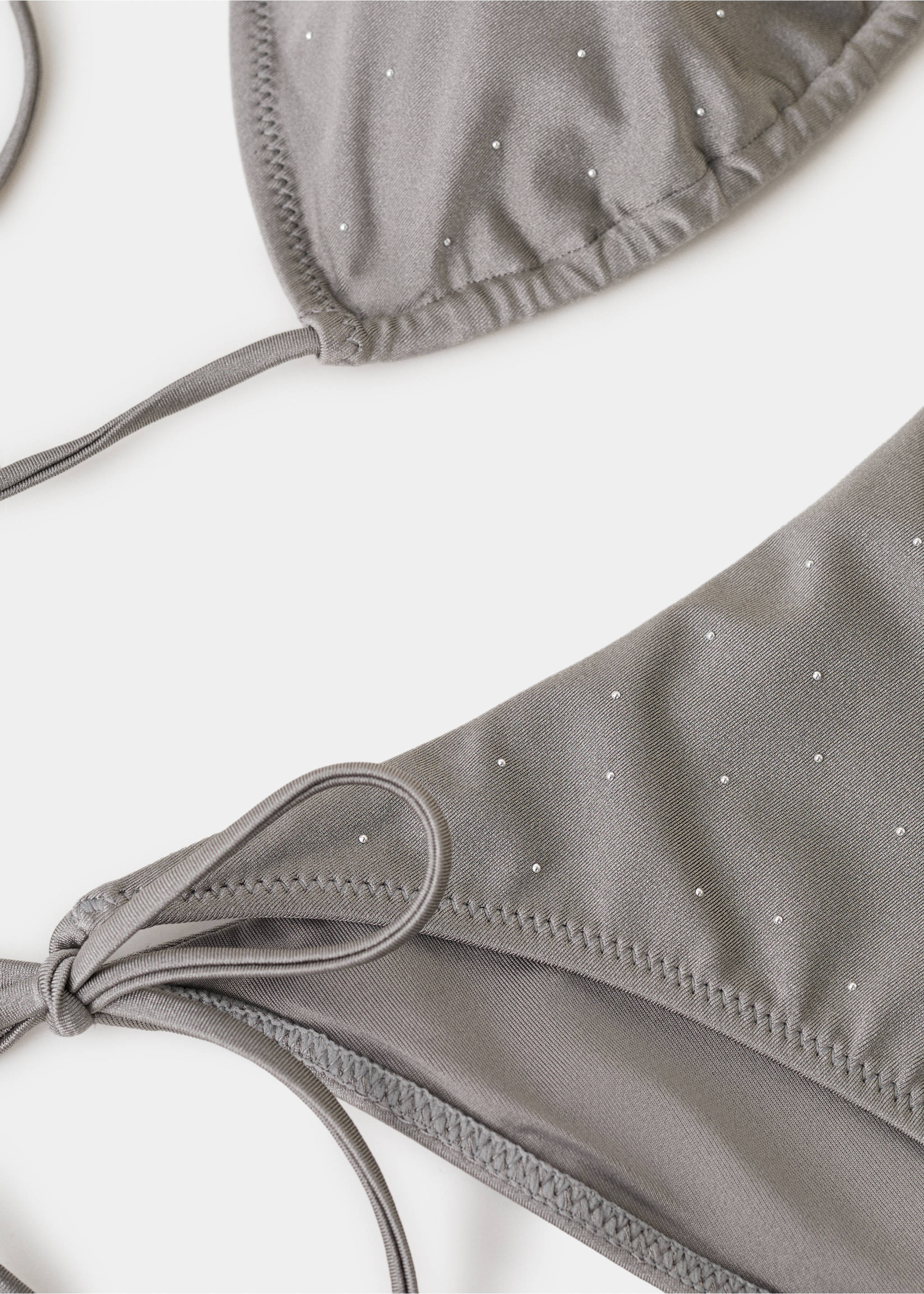 Strass triangle bikini top - Details of the article 0, Grey. Ref: 27028649-00.