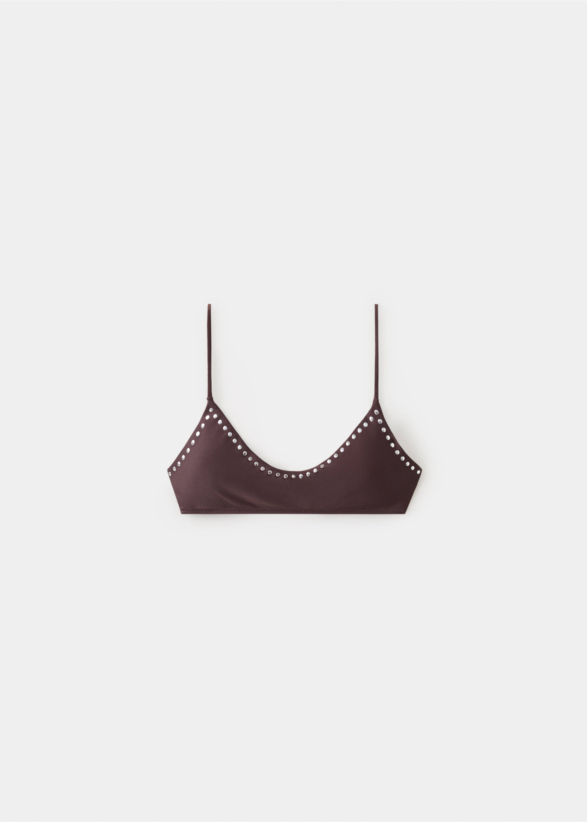 Studded triangle bikini top - Article without model, Brown. Ref: 27028650-00.