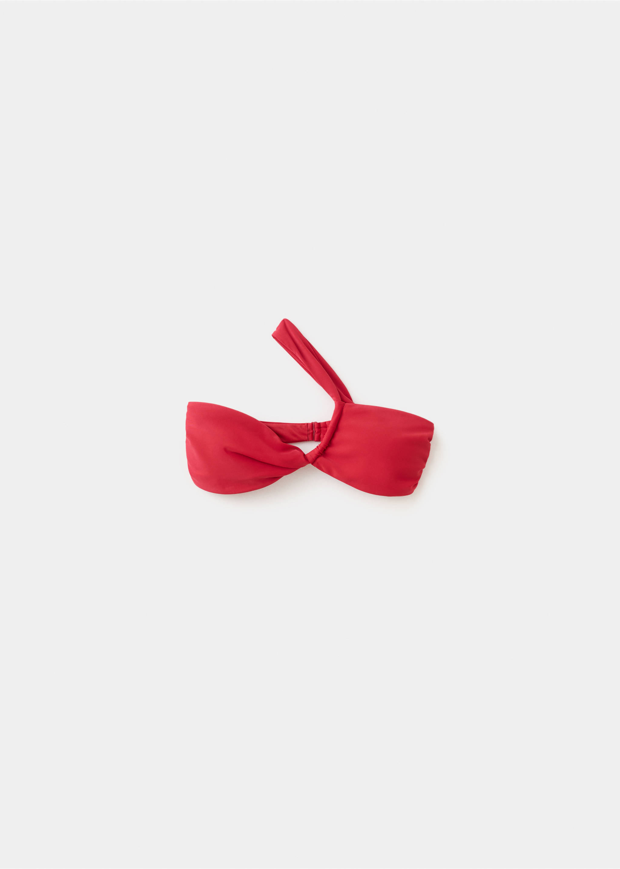 Asymmetric strap bandeau bikini top - Article without model, Red. Ref: 27028652-00.