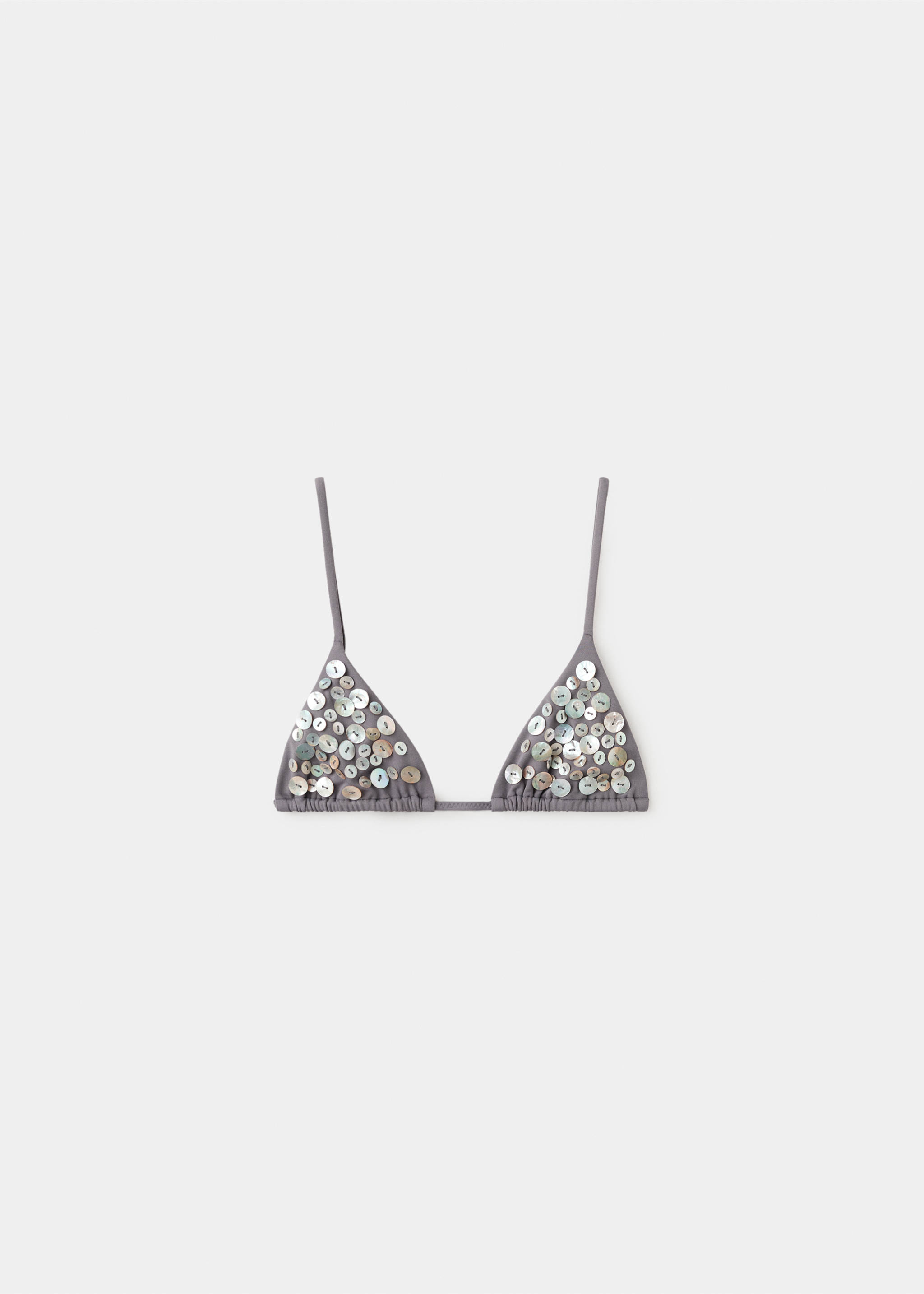 Triangular button bikini top - Article without model, Grey. Ref: 27028653-00.