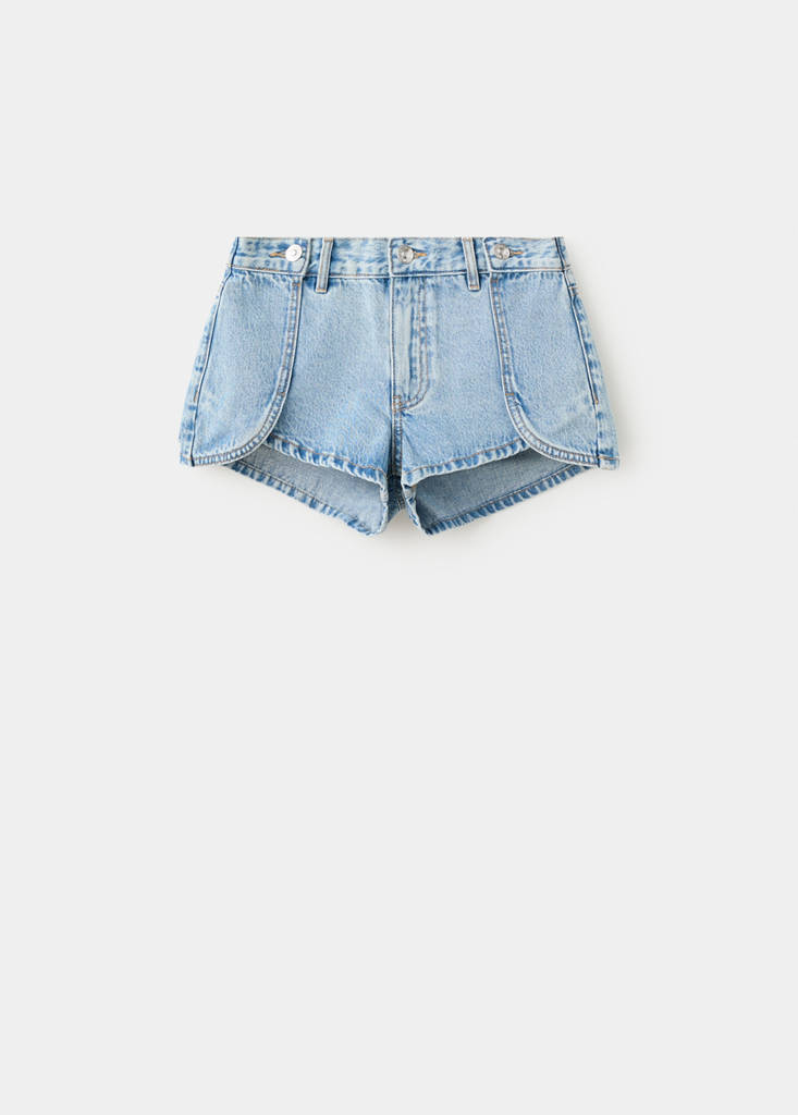 Mini shorts with stitching detail — Medium Blue