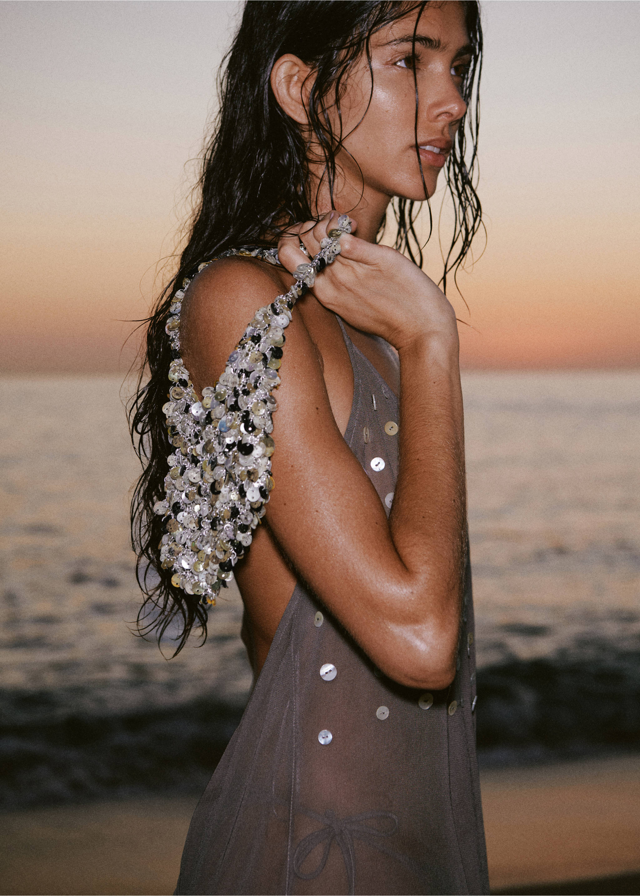 Chain handbag with buttons - General plane, Silver. Ref: 27028663-00.