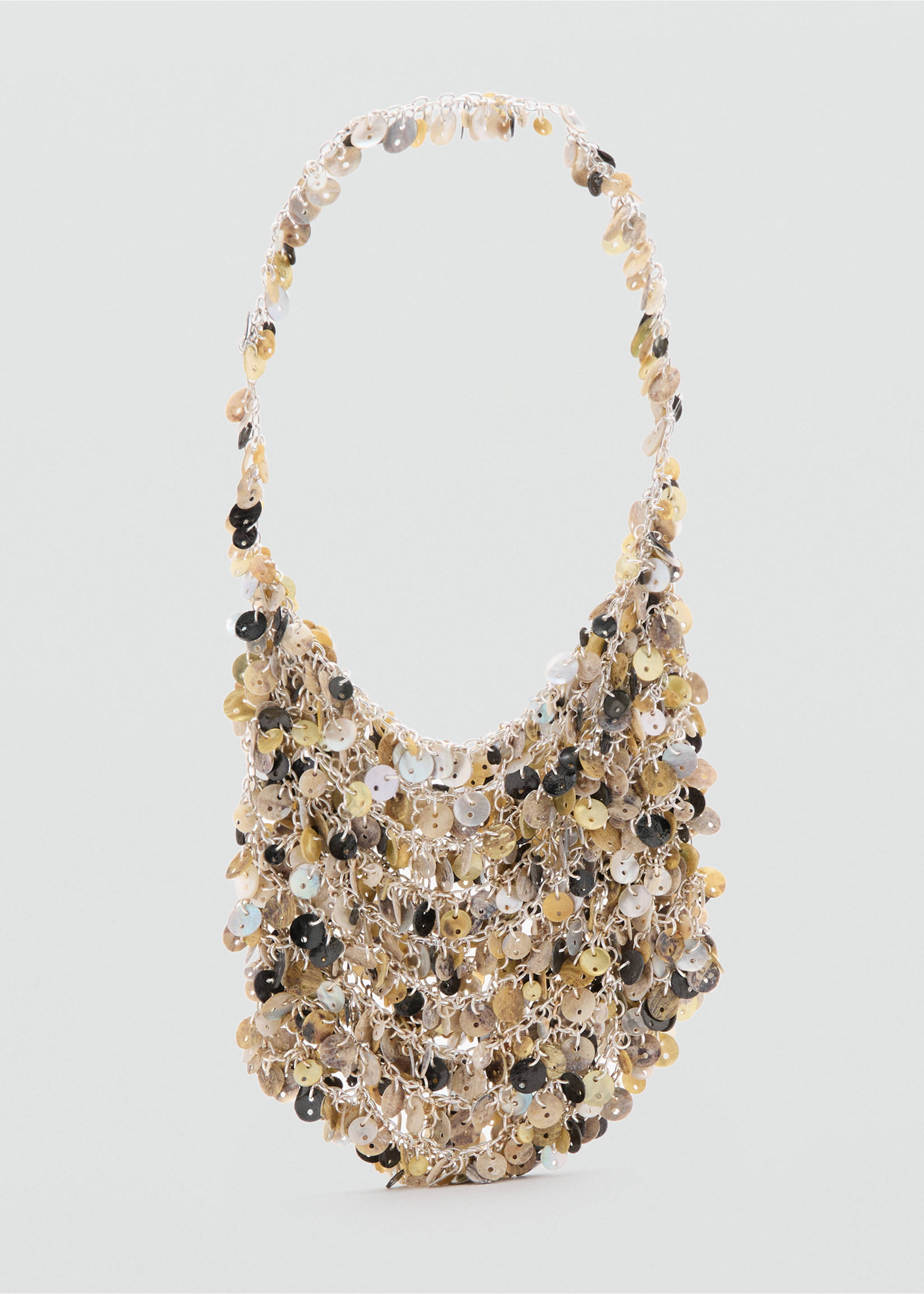 Chain handbag with buttons - Medium plane, Silver. Ref: 27028663-00.