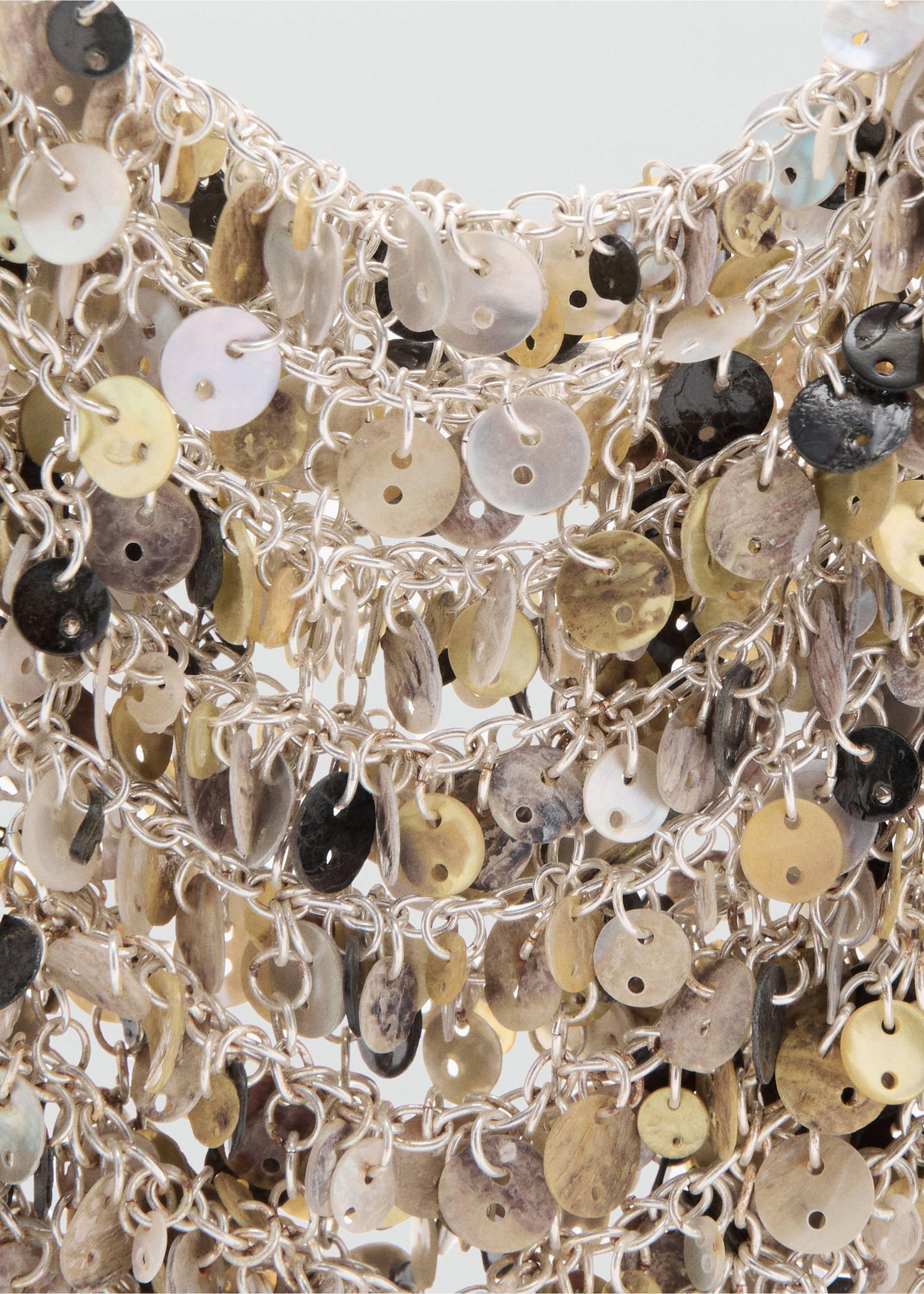 Chain handbag with buttons - Details of the article 1, Silver. Ref: 27028663-00.