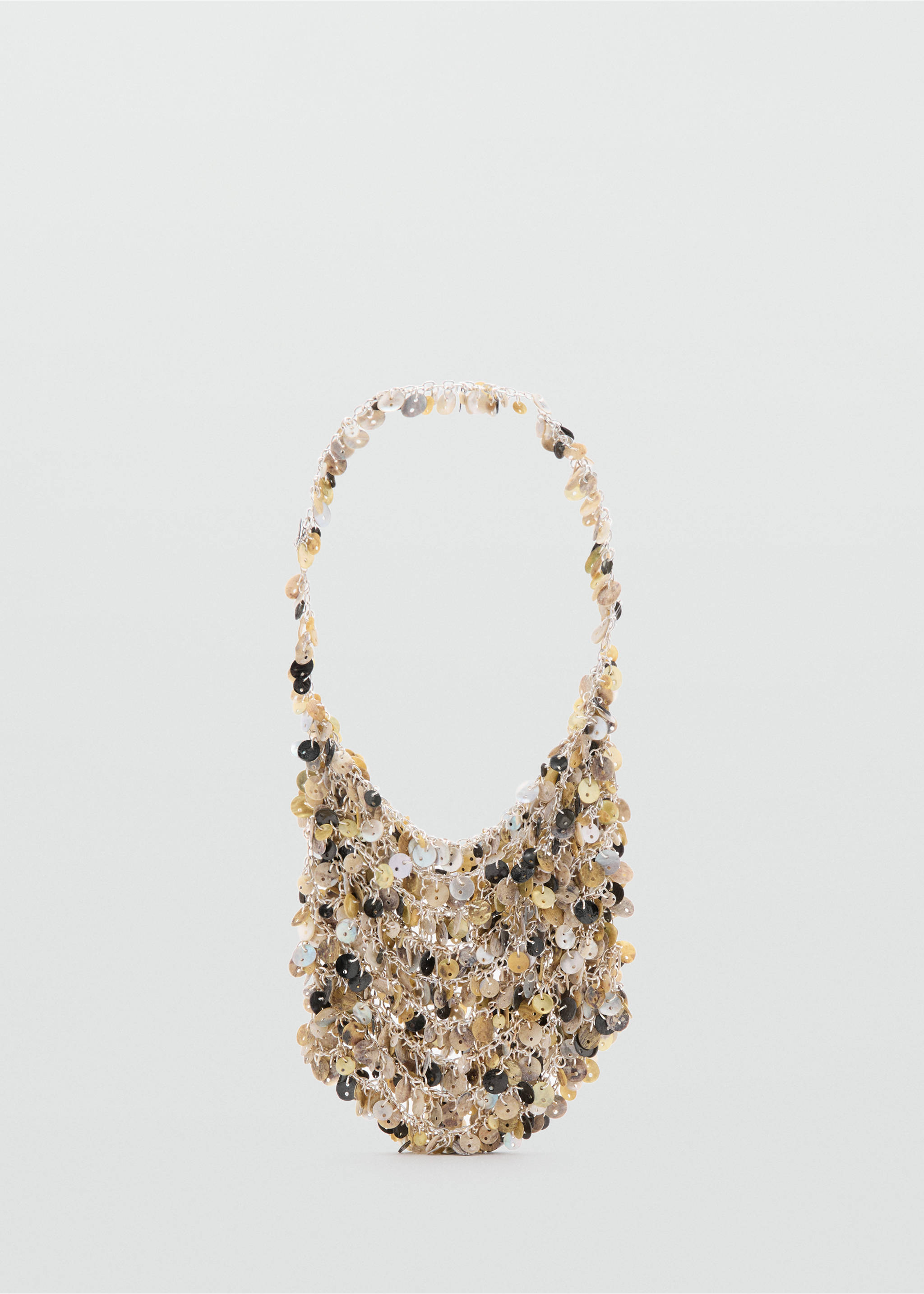 Chain handbag with mother-of-pearl buttons - Article without model, Silver. Ref: 27028663-00.