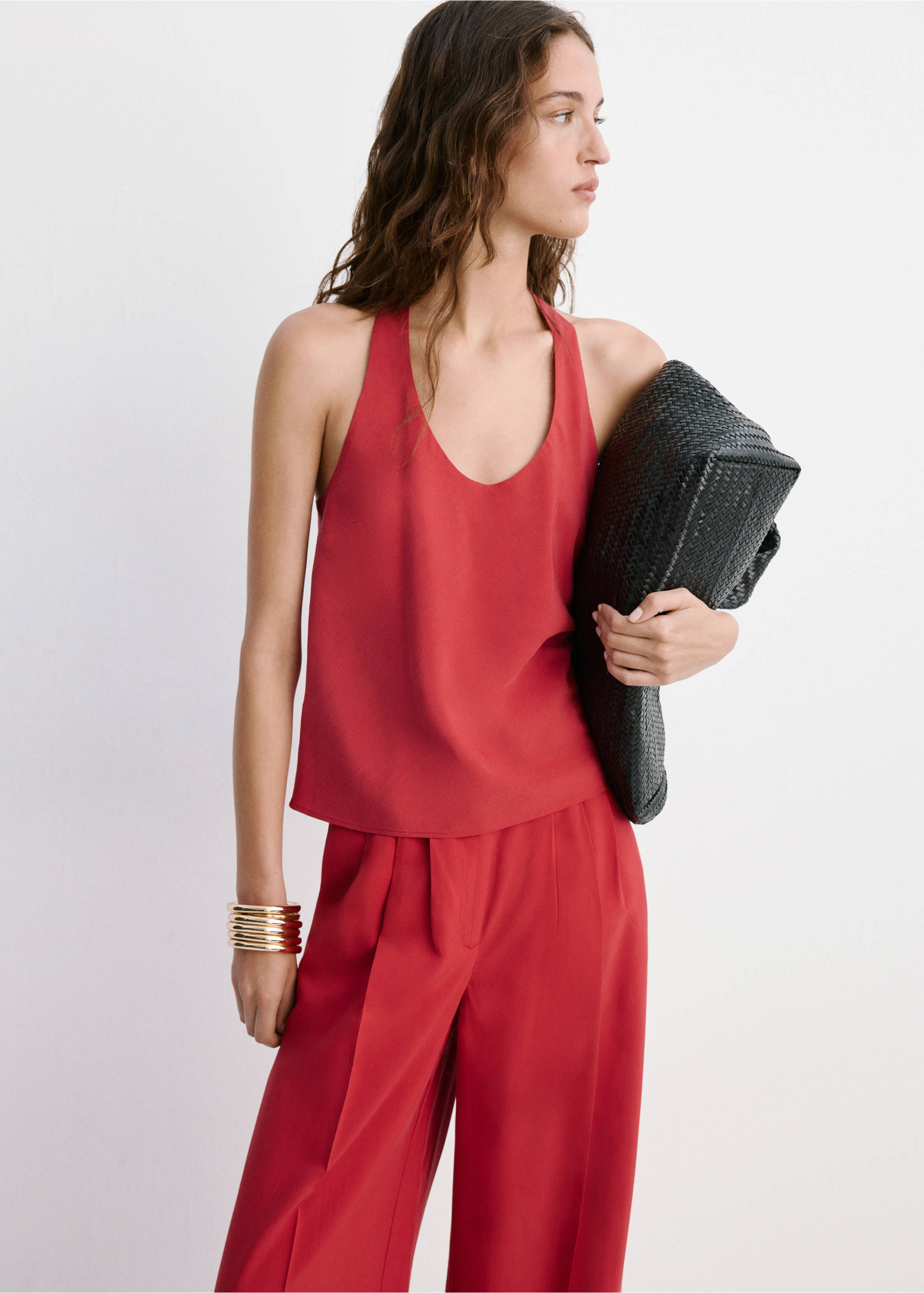 Fitted lyocell top - Medium plane, Red. Ref: 27028666-00.