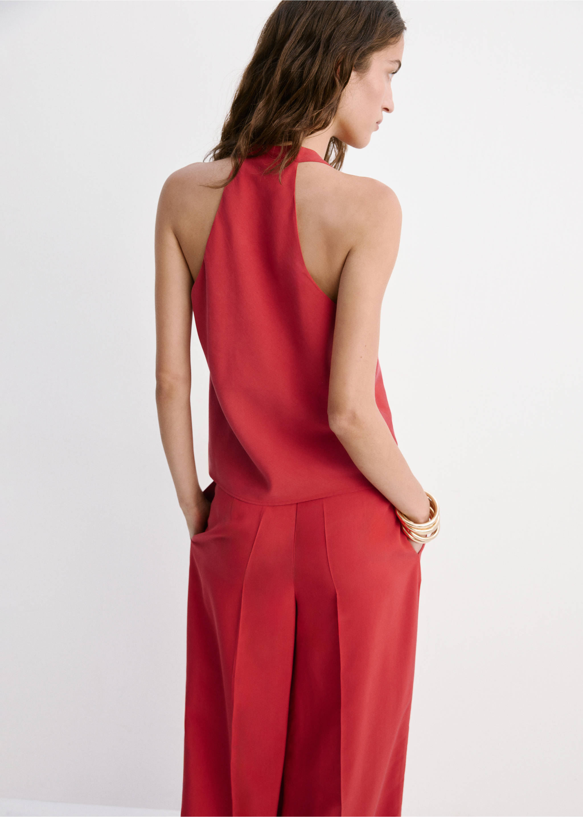 Fitted lyocell top - Reverse of the article, Red. Ref: 27028666-00.