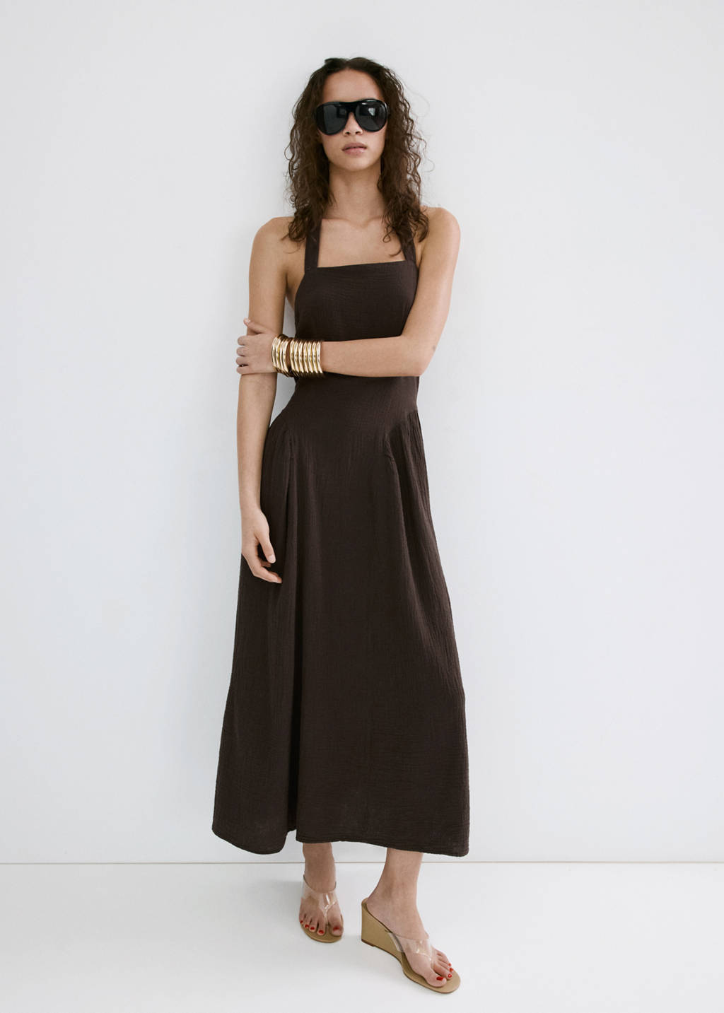 Open-Back Double Gauze Dress by Mango