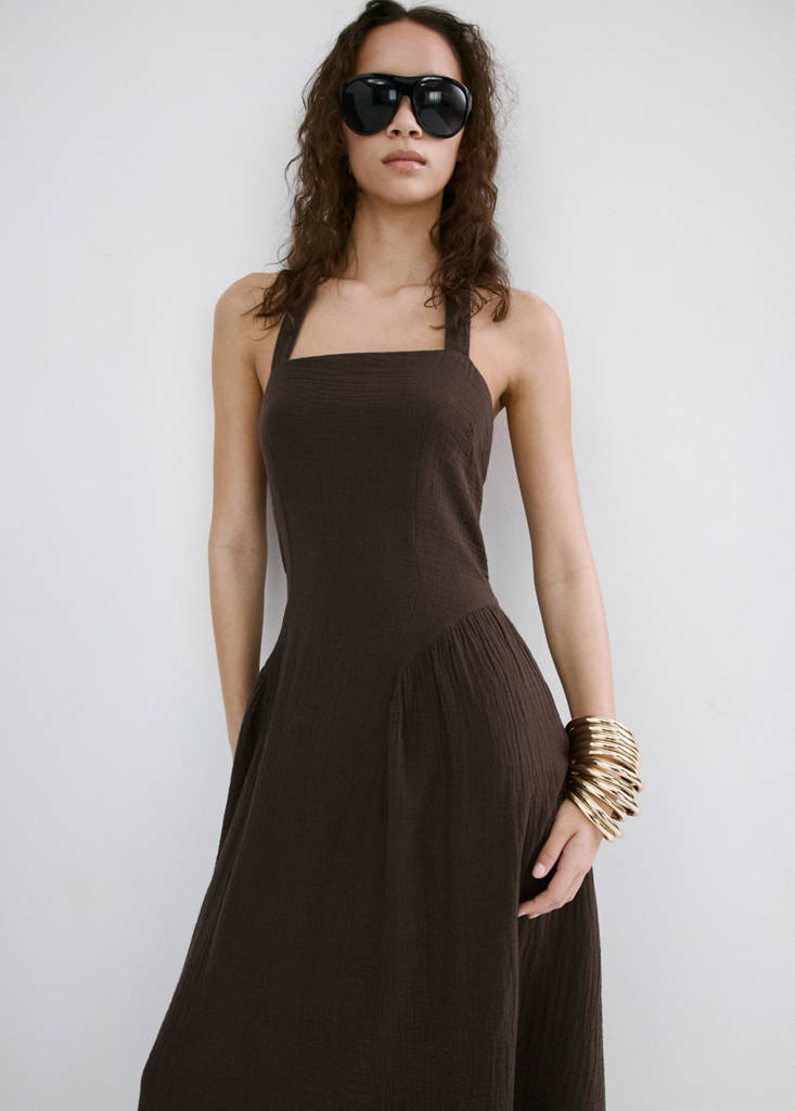 Open-back double gauze dress