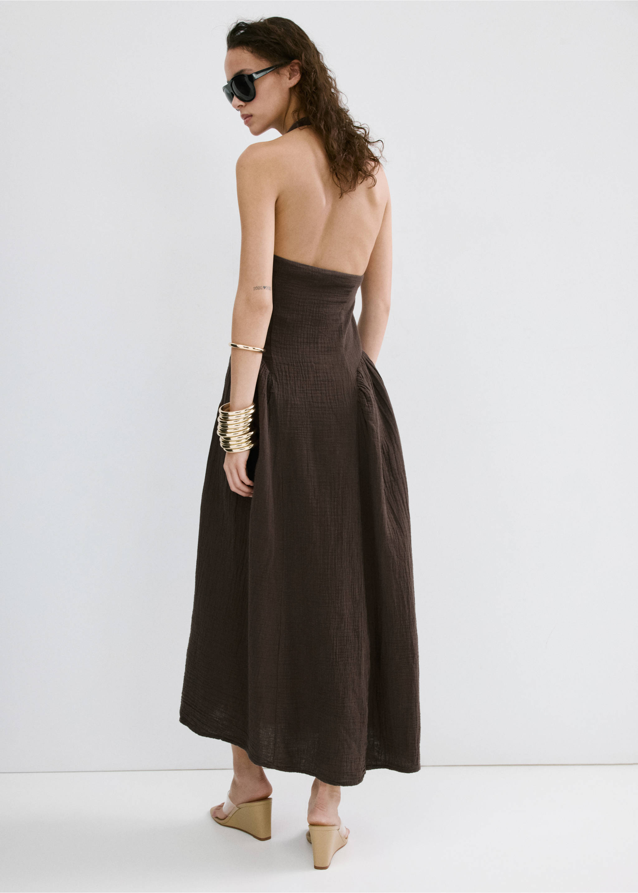 Robe en bambula dos ouvert - Verso de l’article, Chocolat. Ref: 27029055-00.