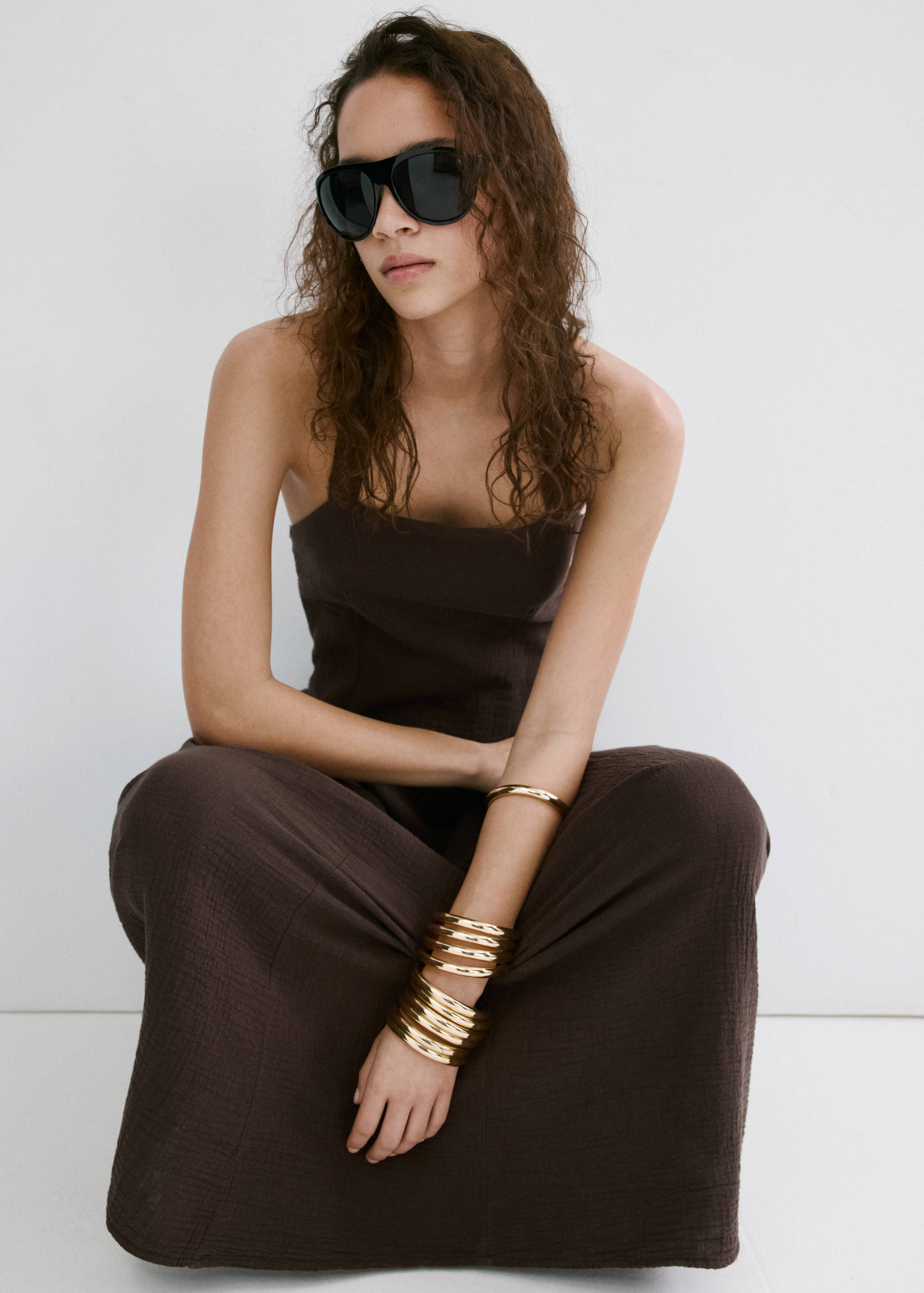 Open rug jurk van bamboe mousseline - Detail van het artikel 2