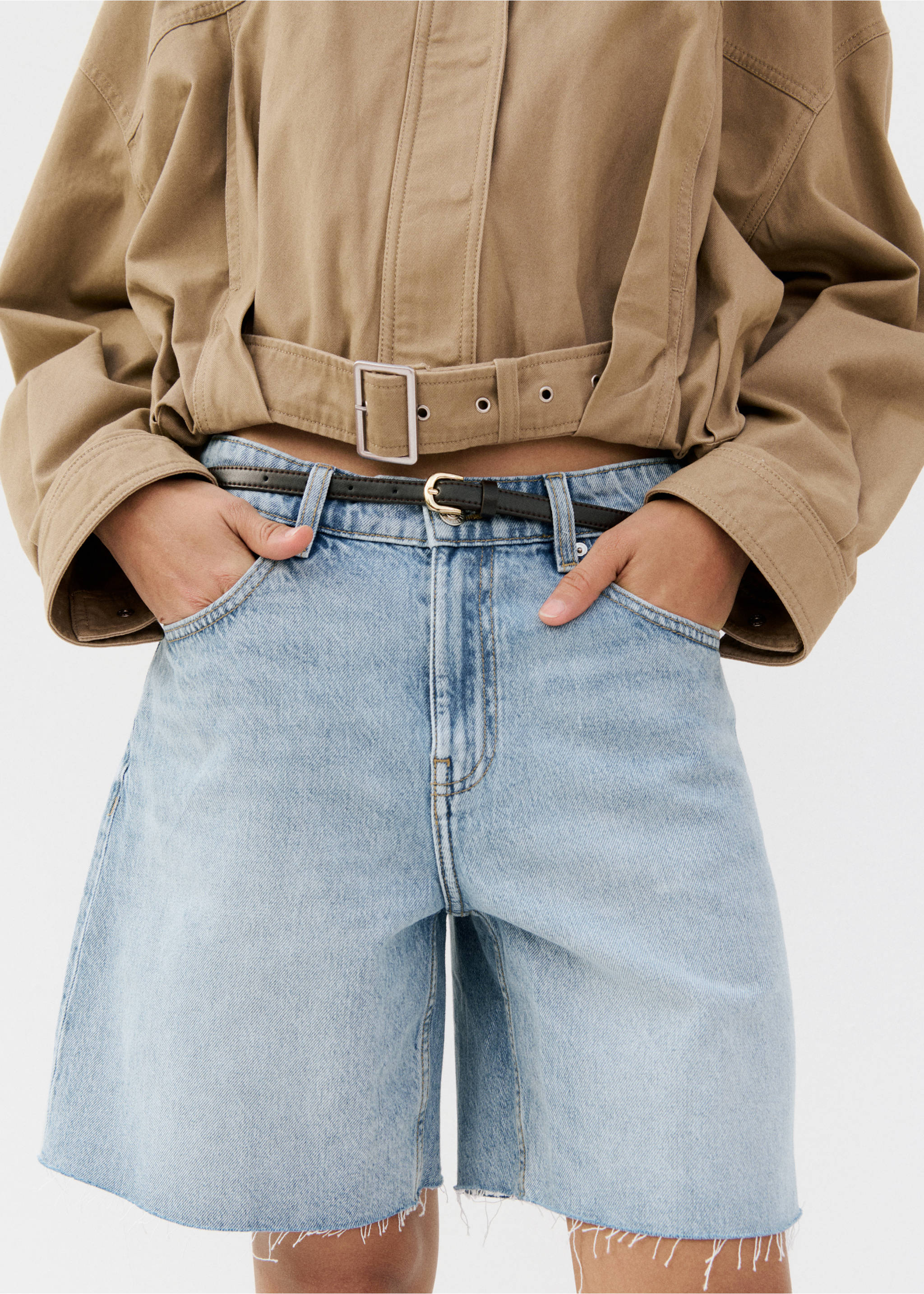 Straight leg low rise denim shorts - Medium plane, Medium Blue. Ref: 27029056-00.