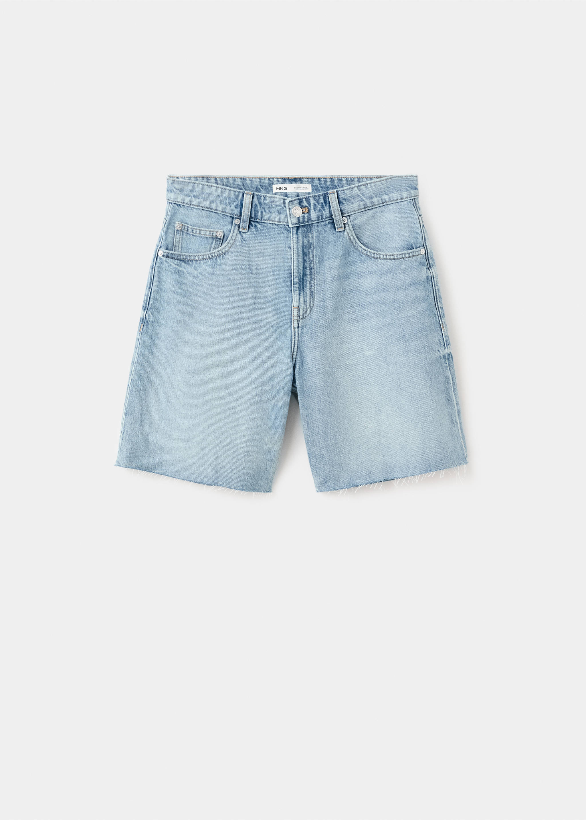 Straight low-rise denim Bermuda shorts - Article without model, Medium Blue. Ref: 27029056-00.