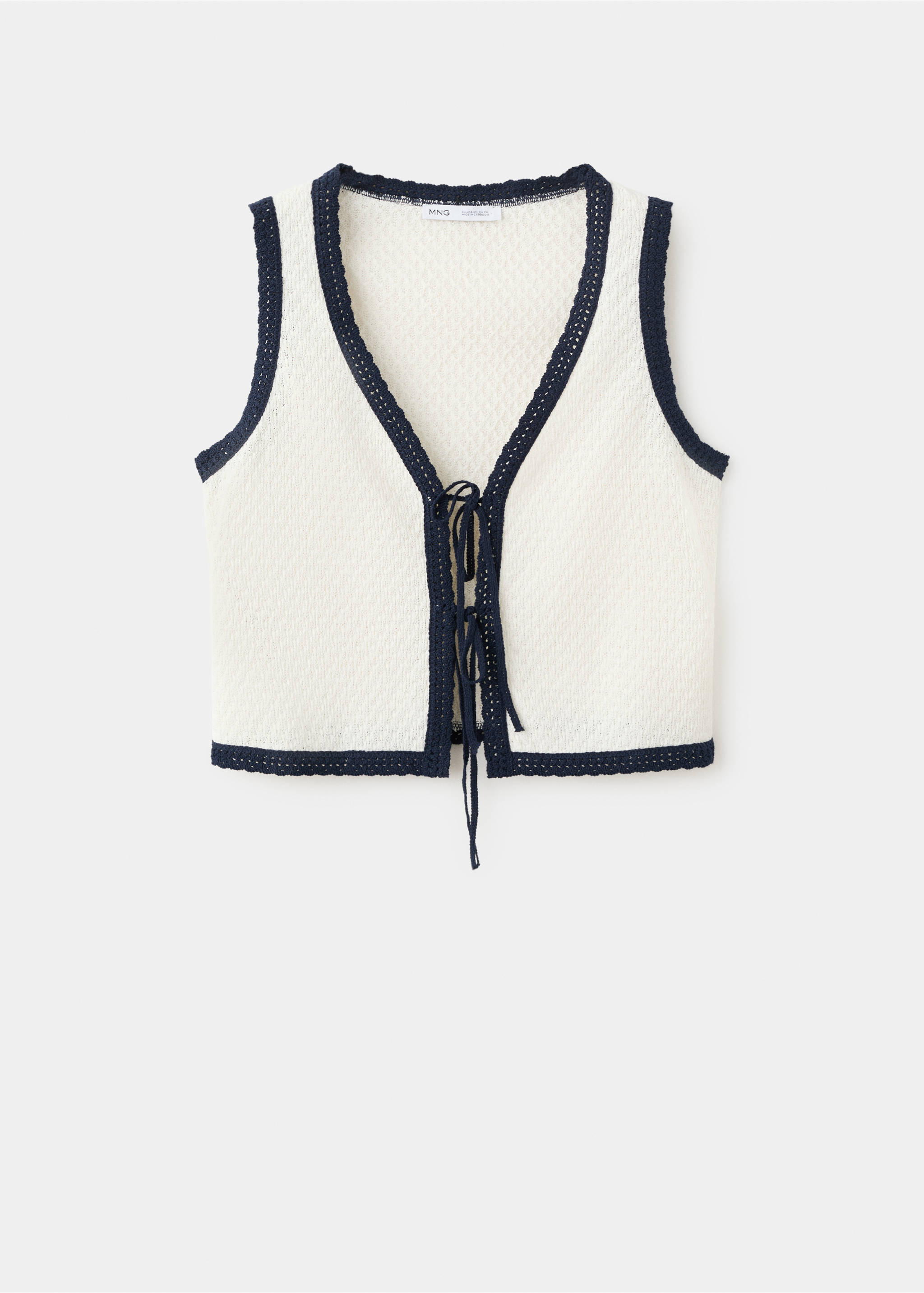 Top vest with bow details - Article without model, Ecru. Ref: 27029058-00.