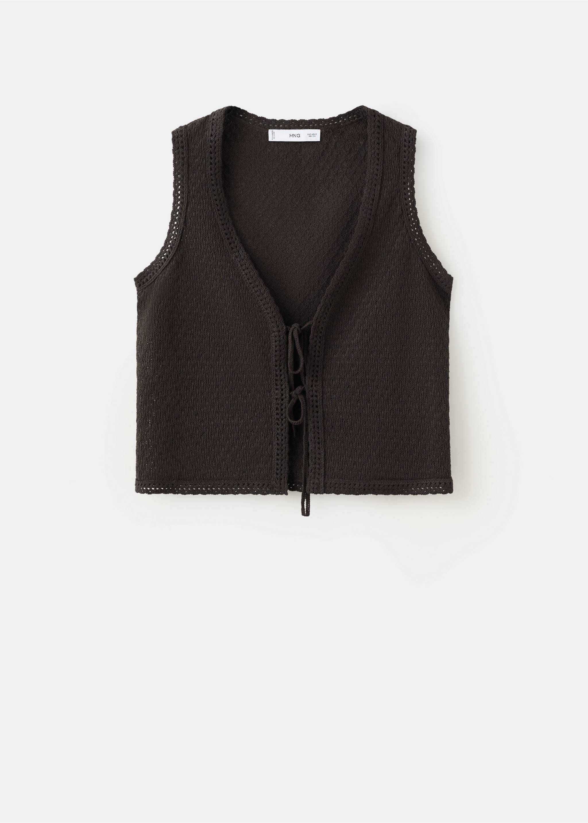 Top vest with bow details - Article without model, Chocolate. Ref: 27029058-00.