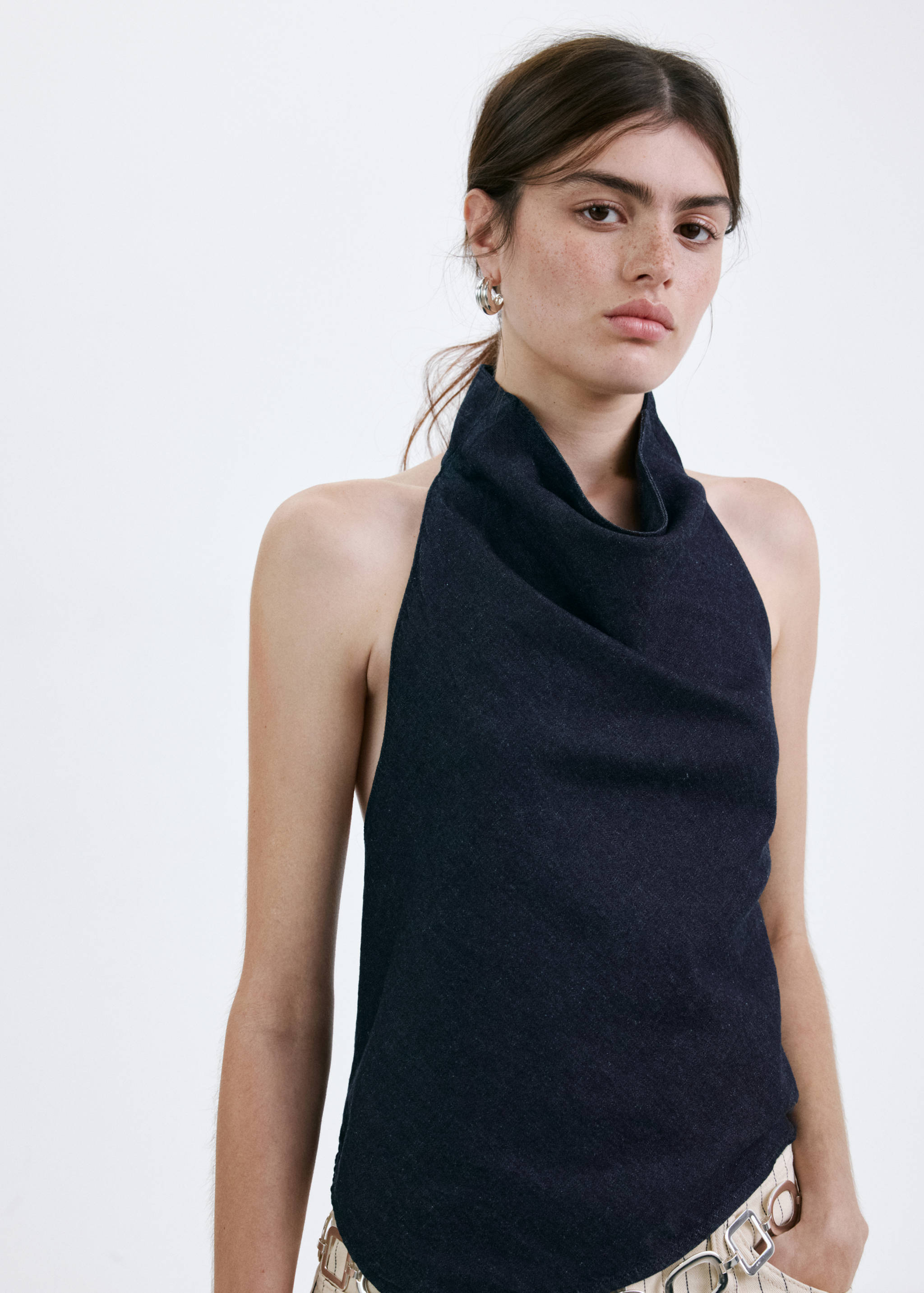 Open-back denim top - Medium plane