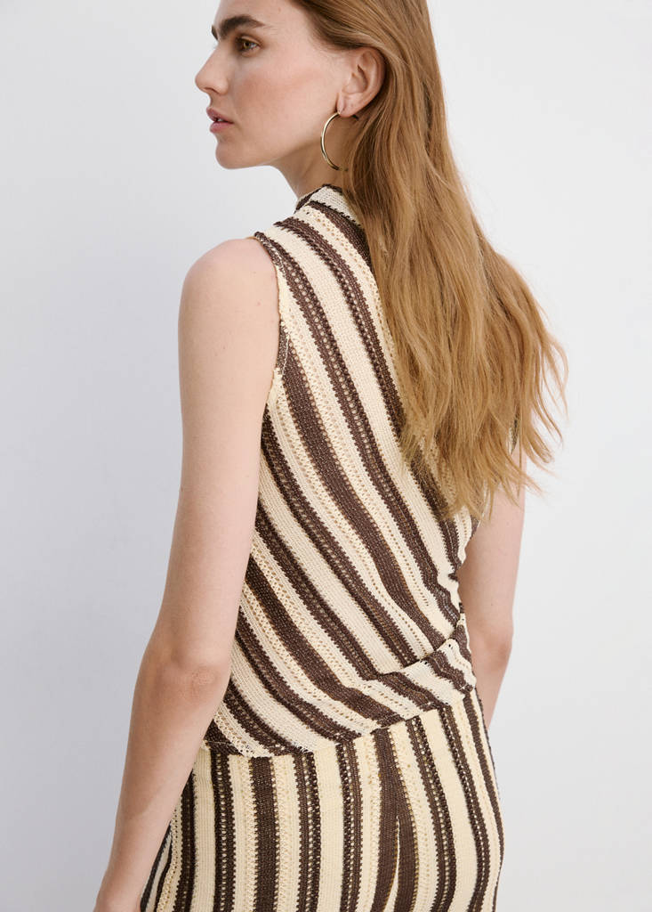Striped asymmetrical top — Brown