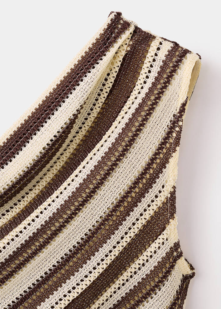 Striped asymmetrical top — Brown
