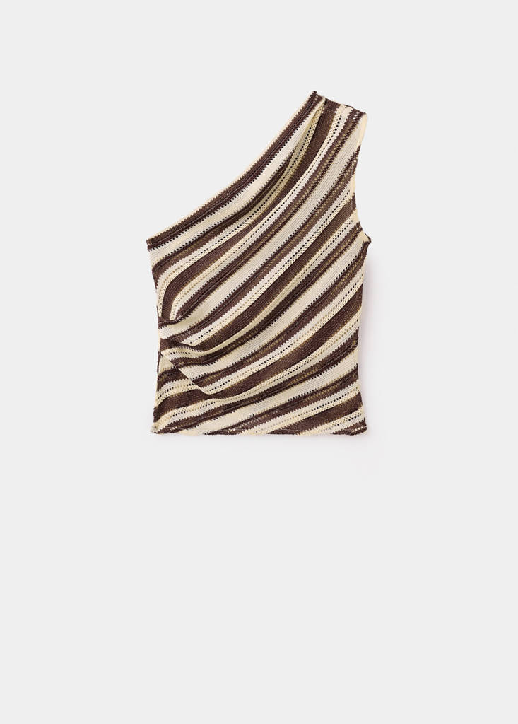 Striped asymmetrical top — Brown
