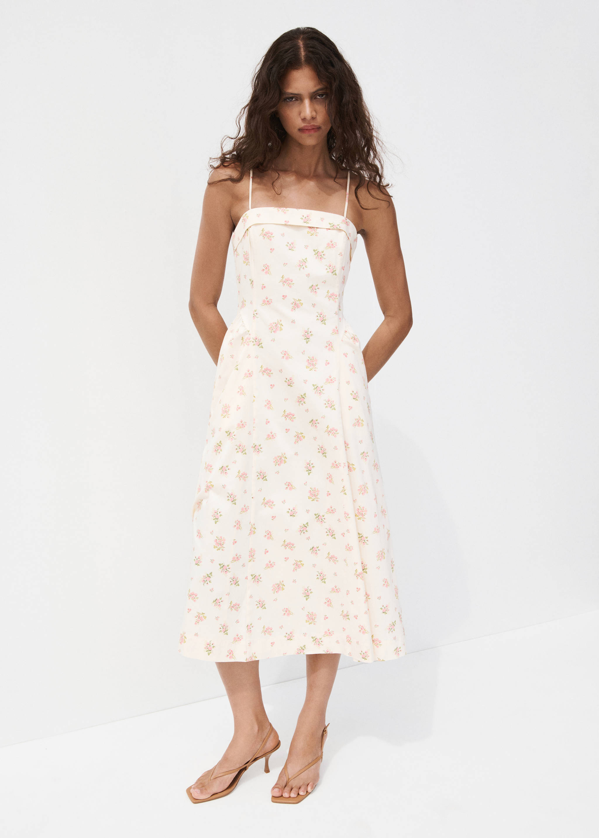 Floral-print flared dress - General plane